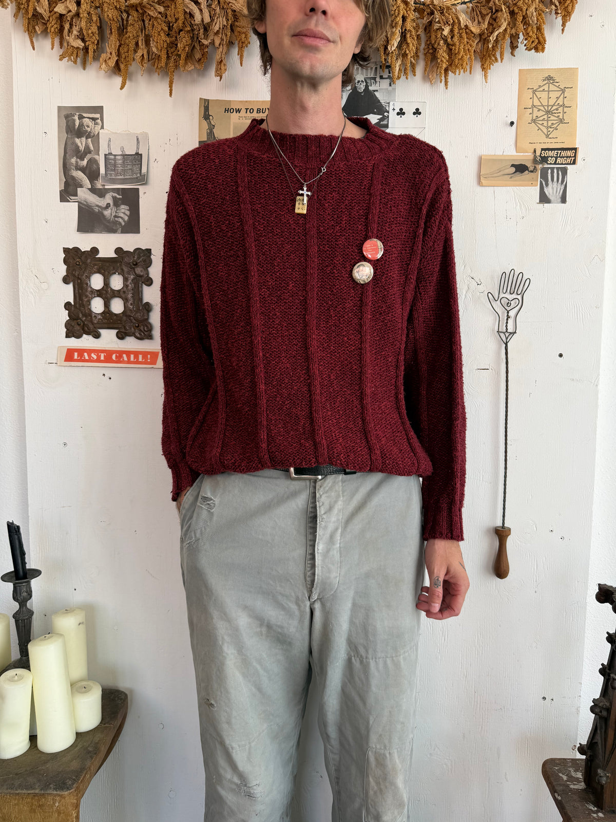 1990s Ribbed Knit W/ Pins