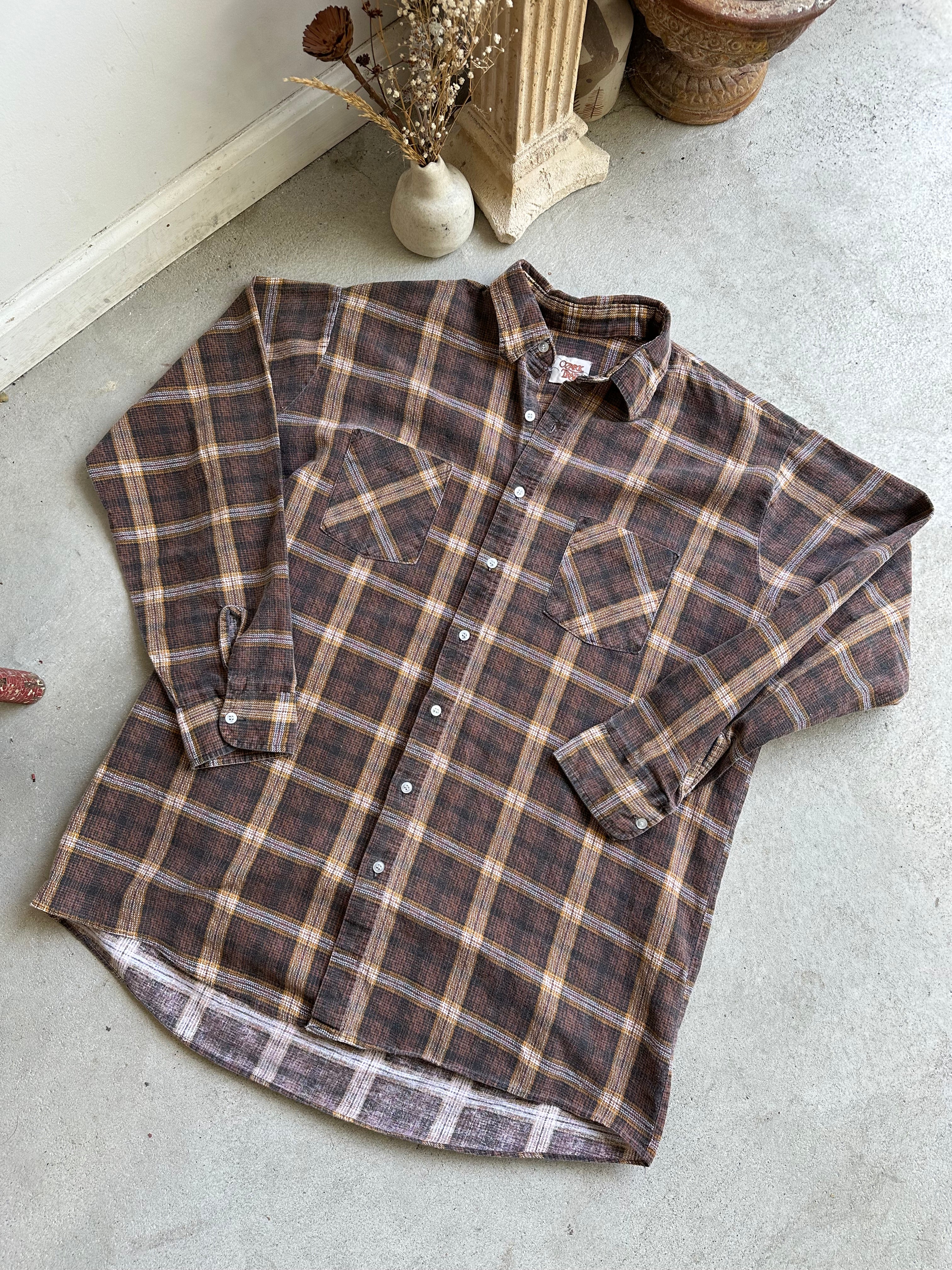 1990s Brown Plaid Shirt (L/XL)