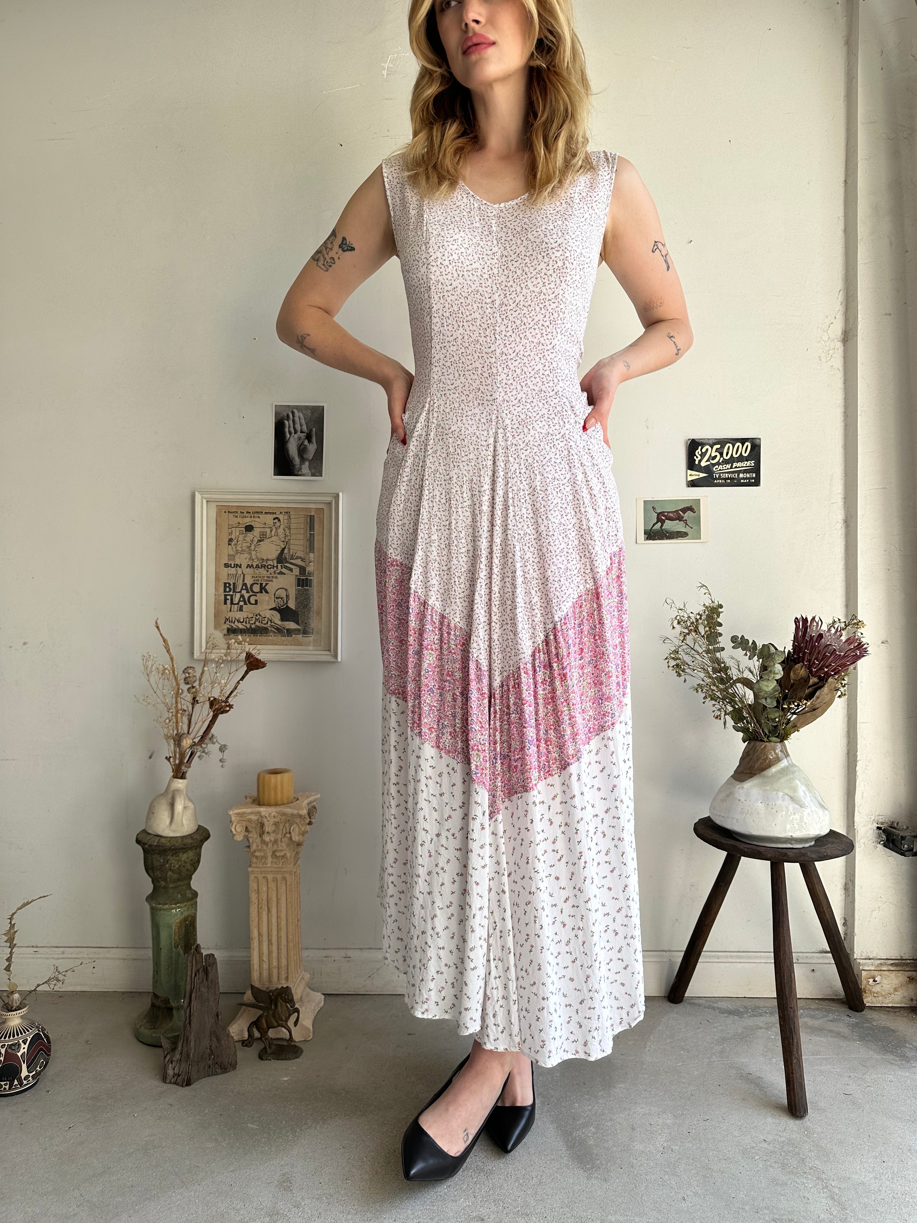 1990s Tiered Maxi Floral Dress (L/XL)