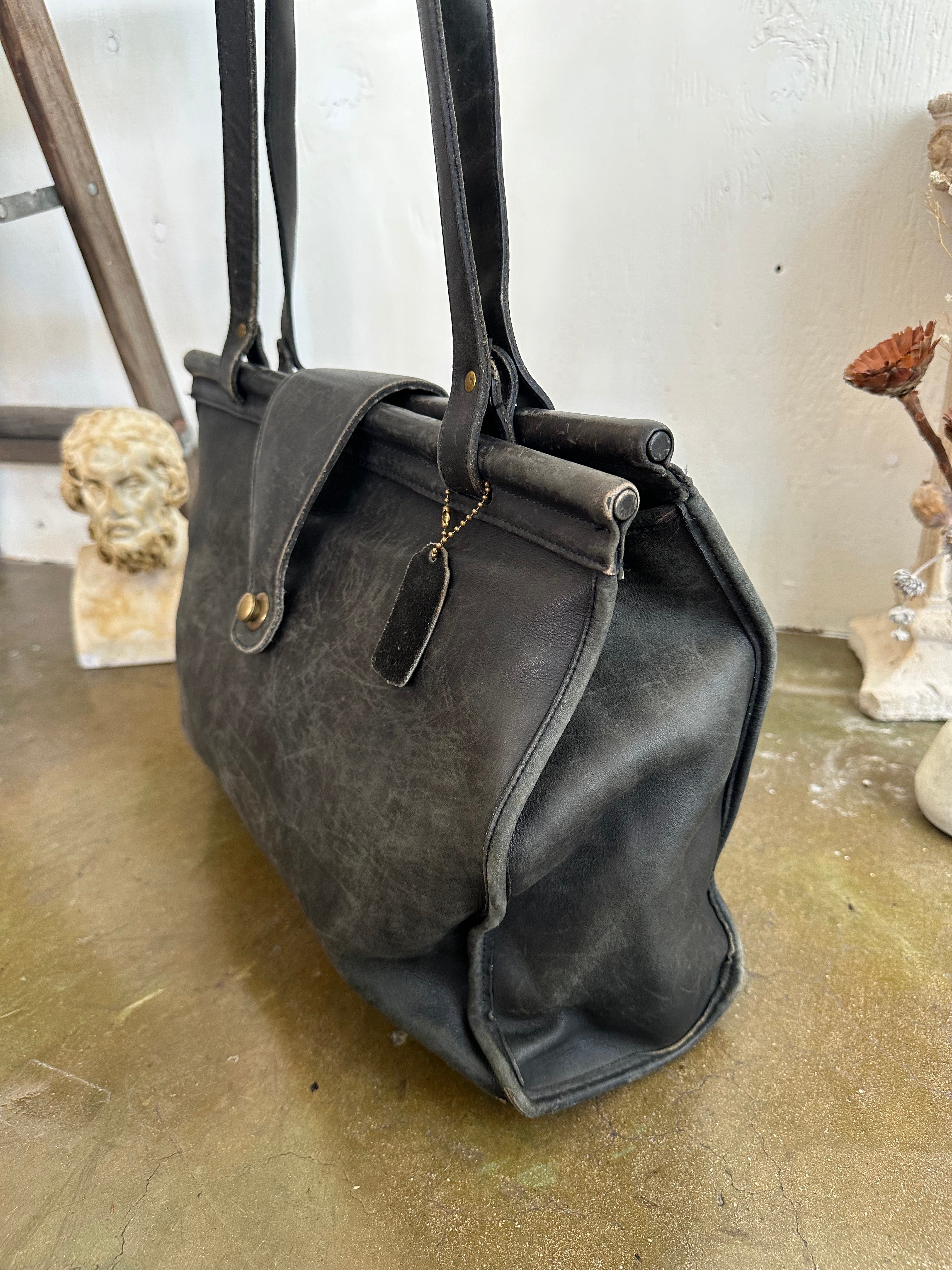 1990s Black Leather Coach Barclay Bag