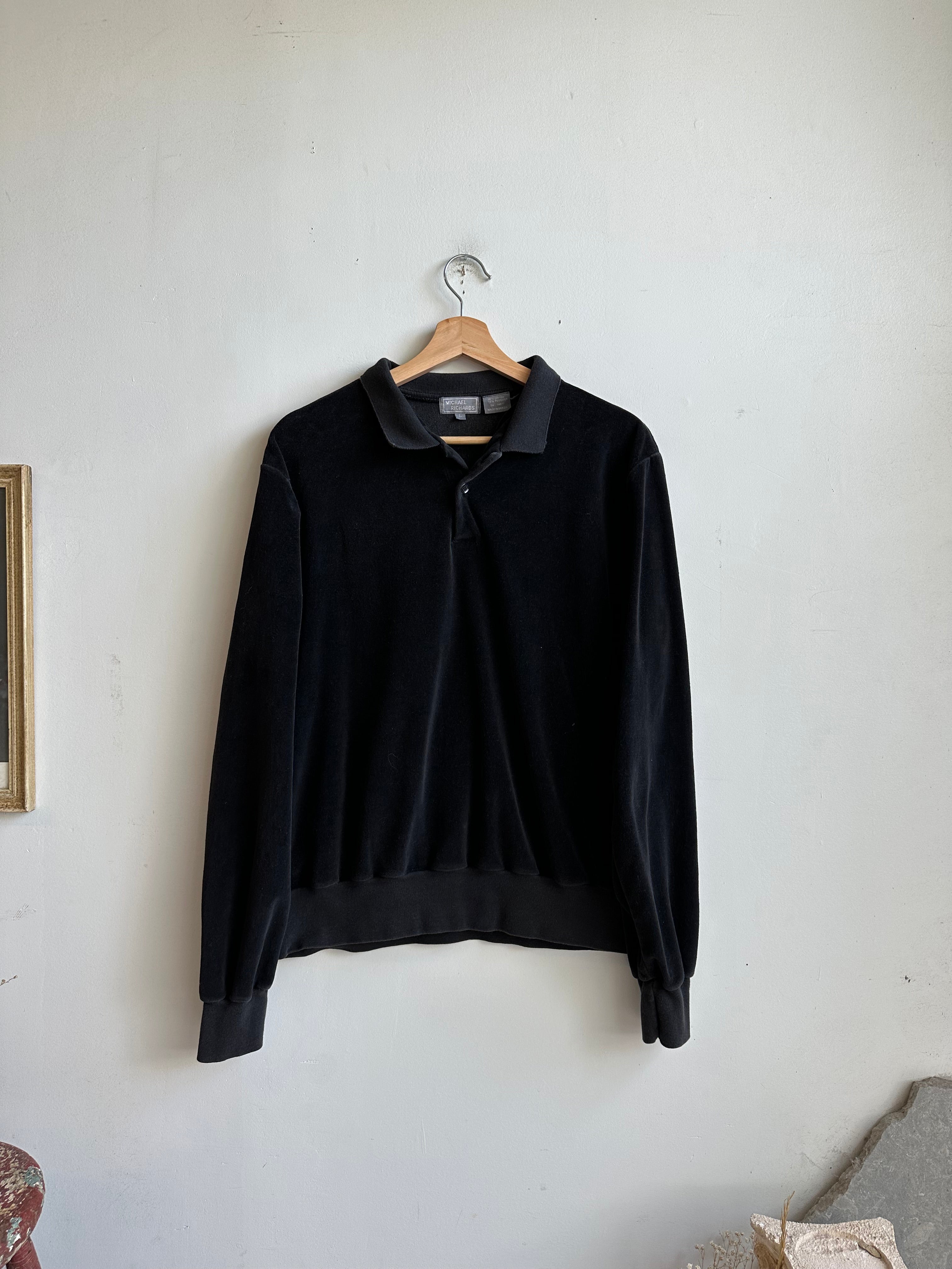 1980s Velour Polo Sweatshirt (M)