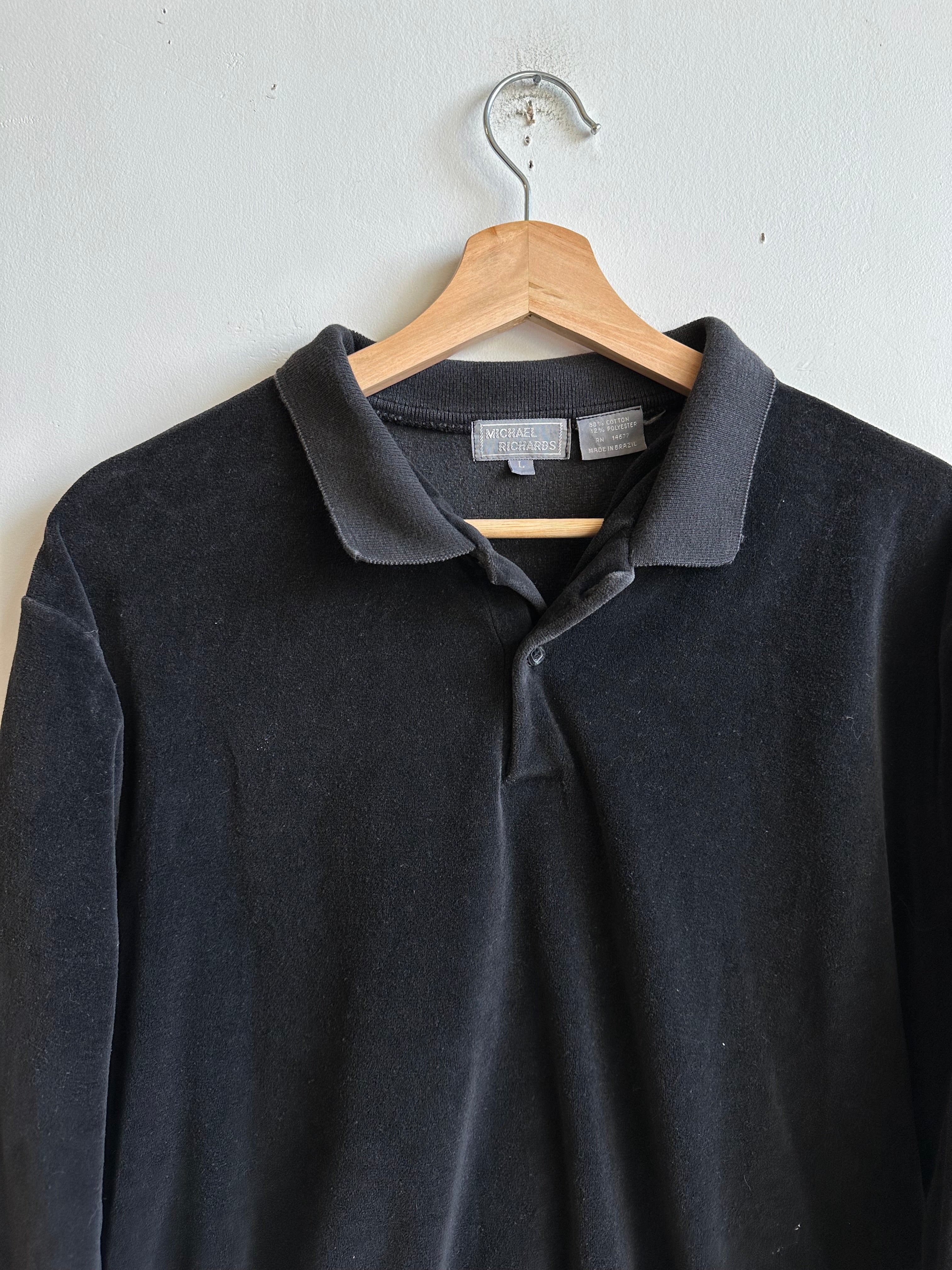 1980s Velour Polo Sweatshirt (M)