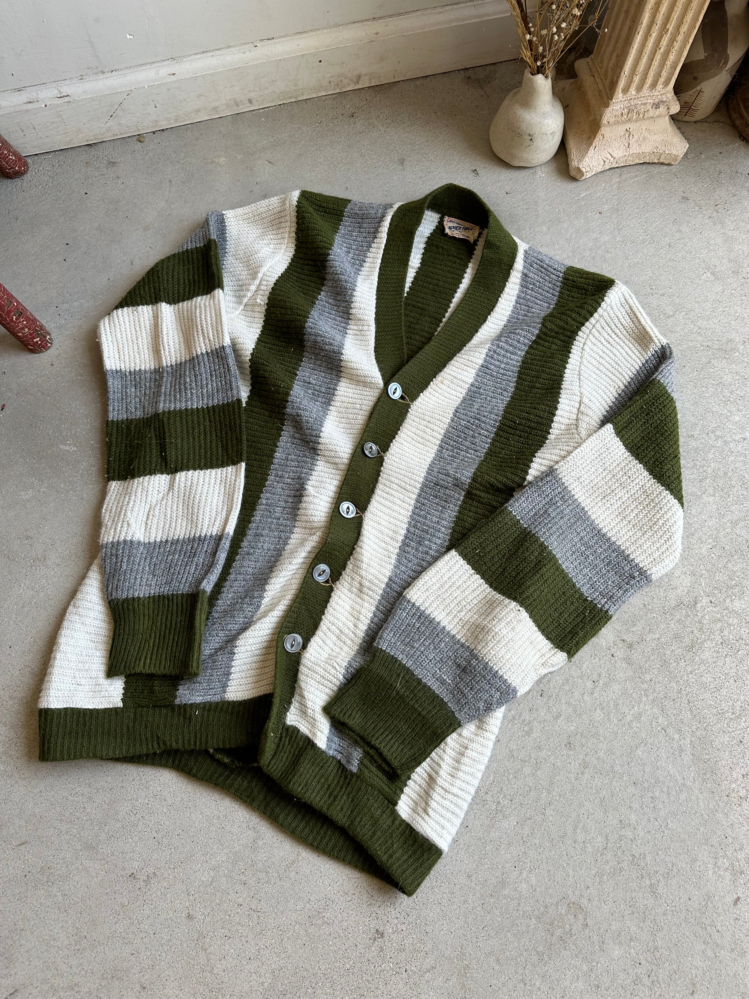 1960s Green Striped Sweater (M)