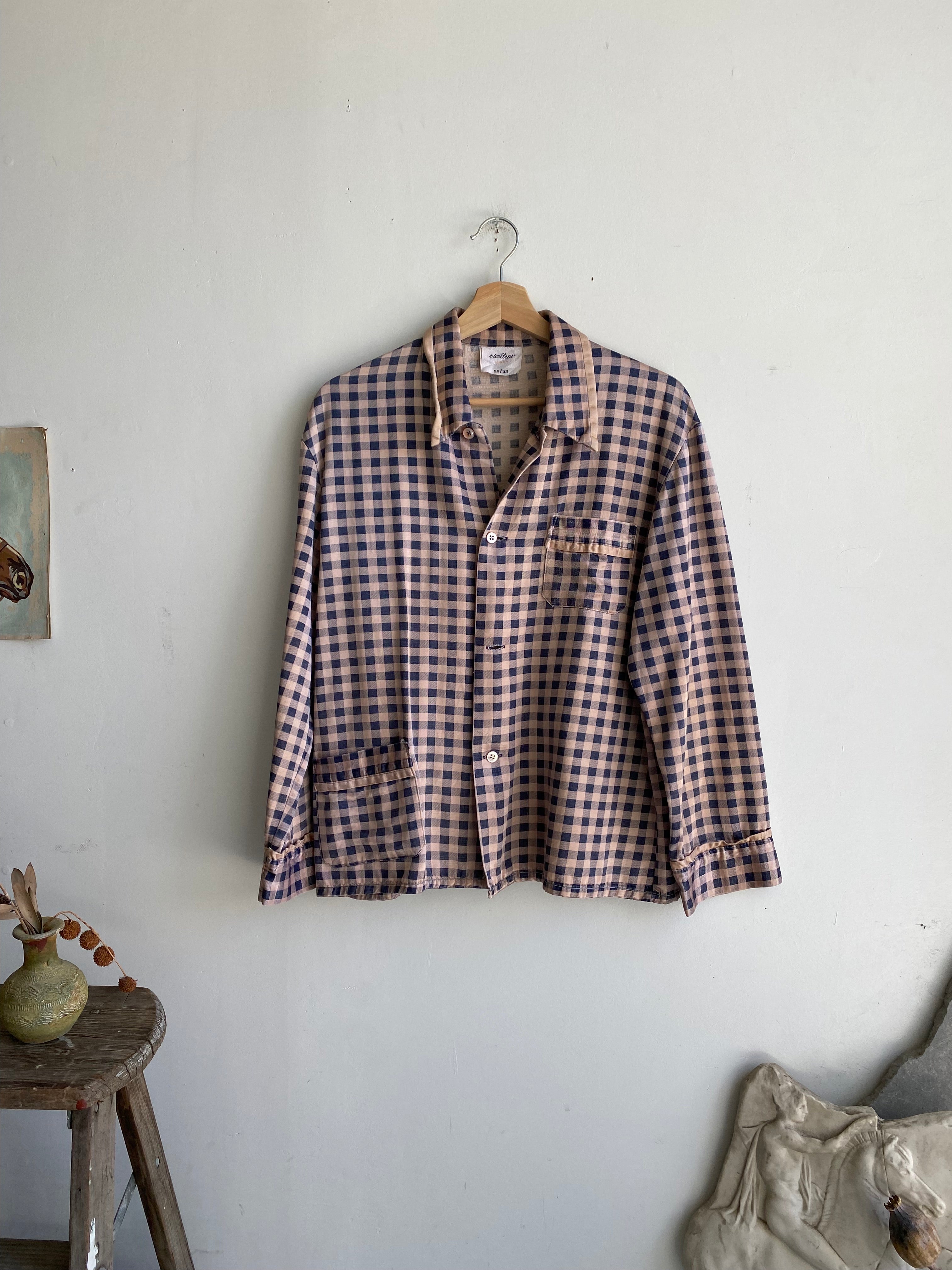 1980s Pink Plaid Pajama Top (Boxy S/M)