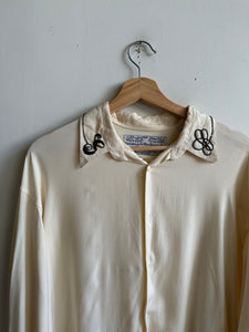 1980s Cream Beaded Western Shirt (XL)