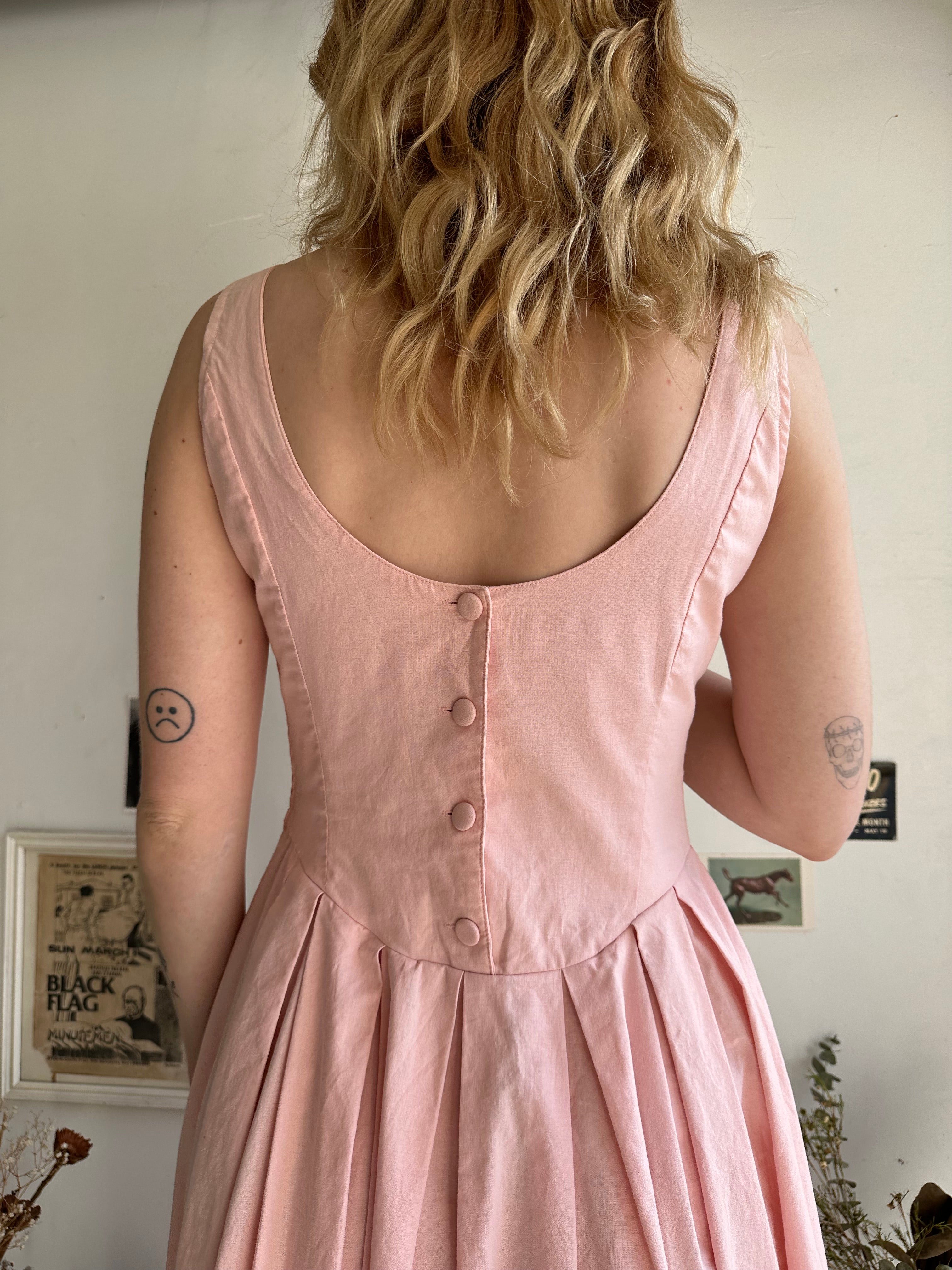 1990s Pleated Pink Dress (M/L)