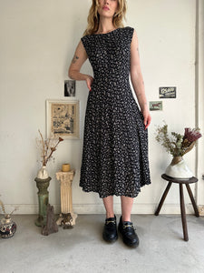 1990s Black Floral Dress (XL)