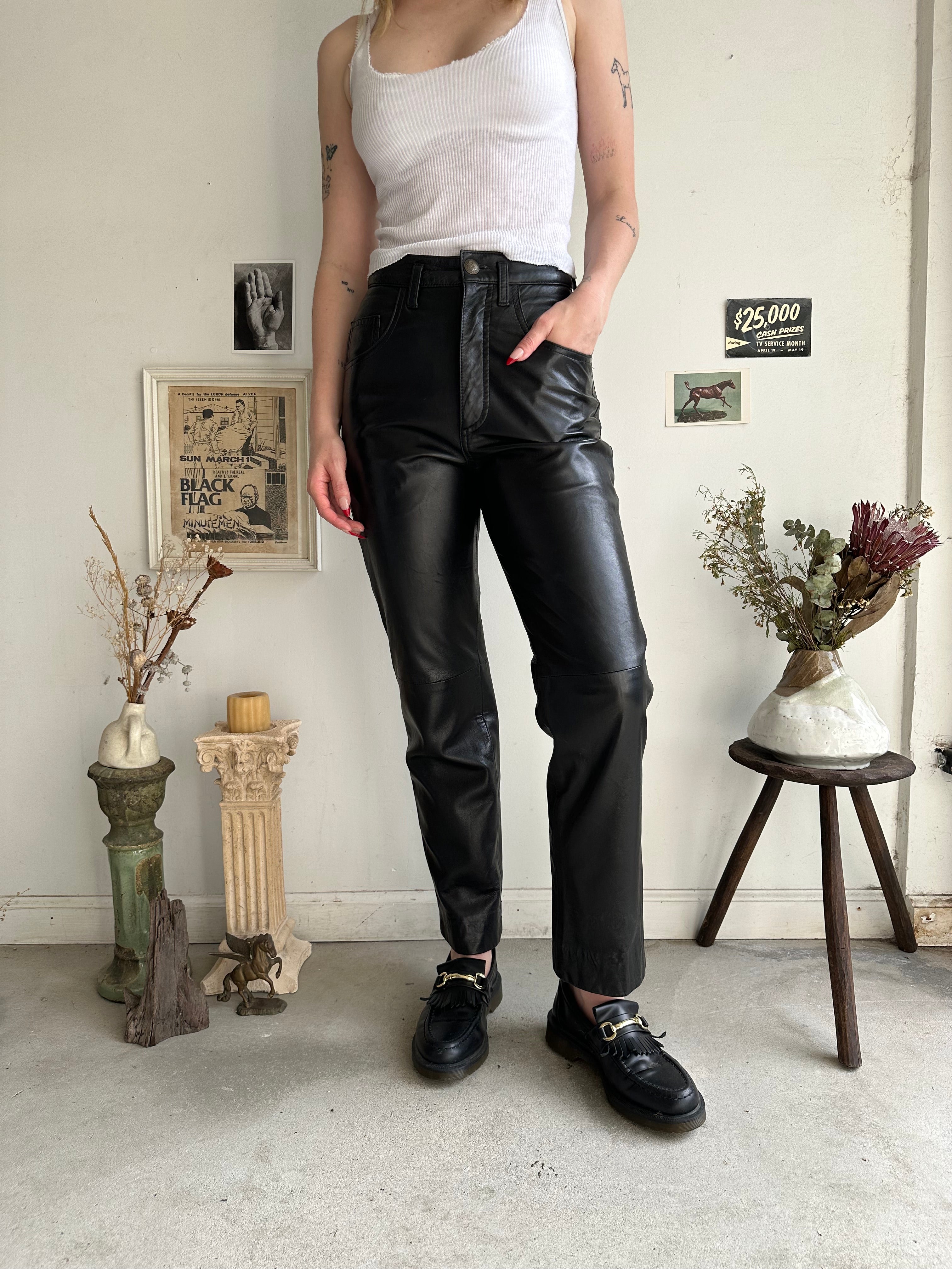 1990s Women’s Leather Pants (27 x 28)