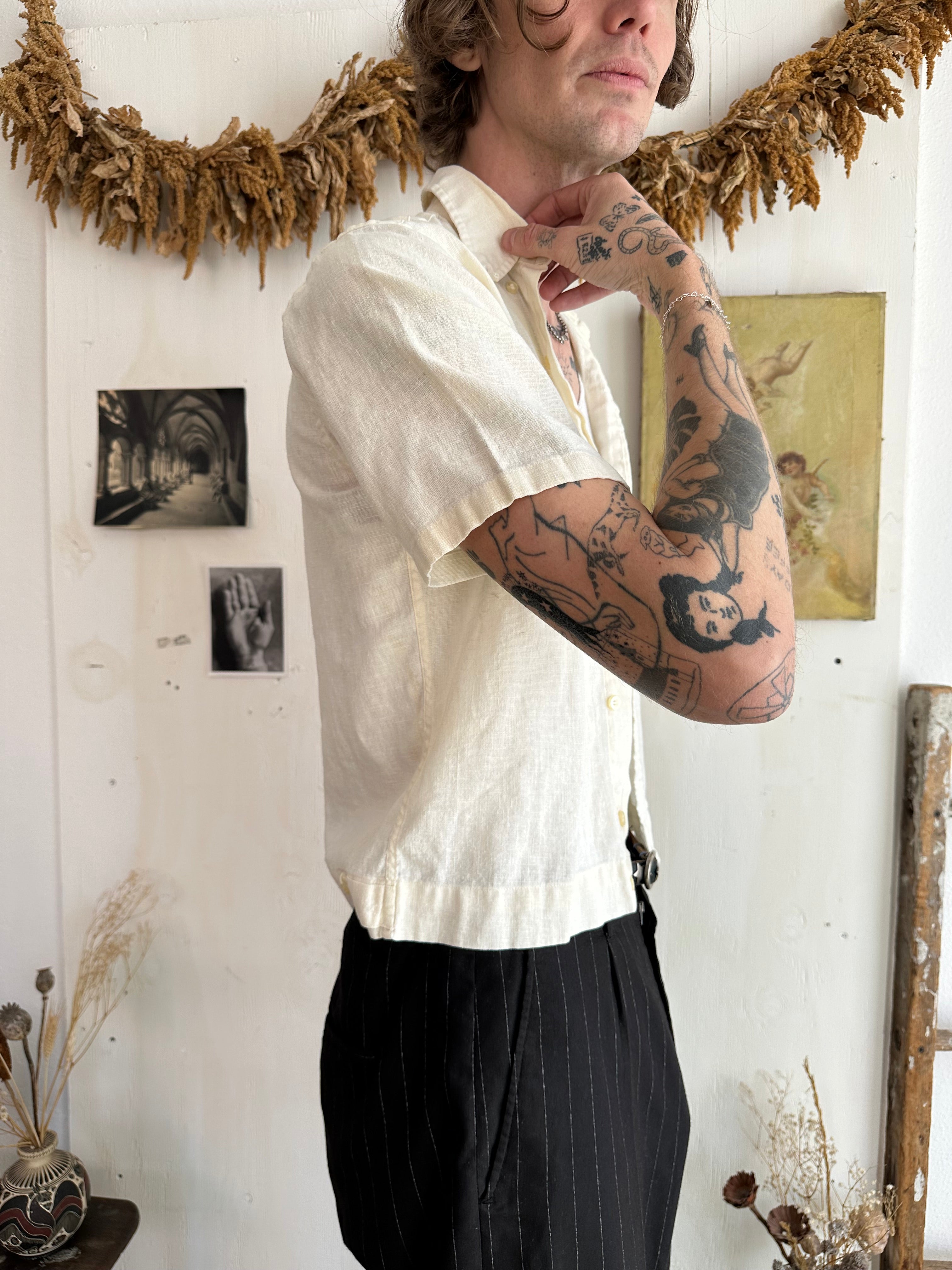 1960s Heavy Short Sleeve Button Down (Chopped S)