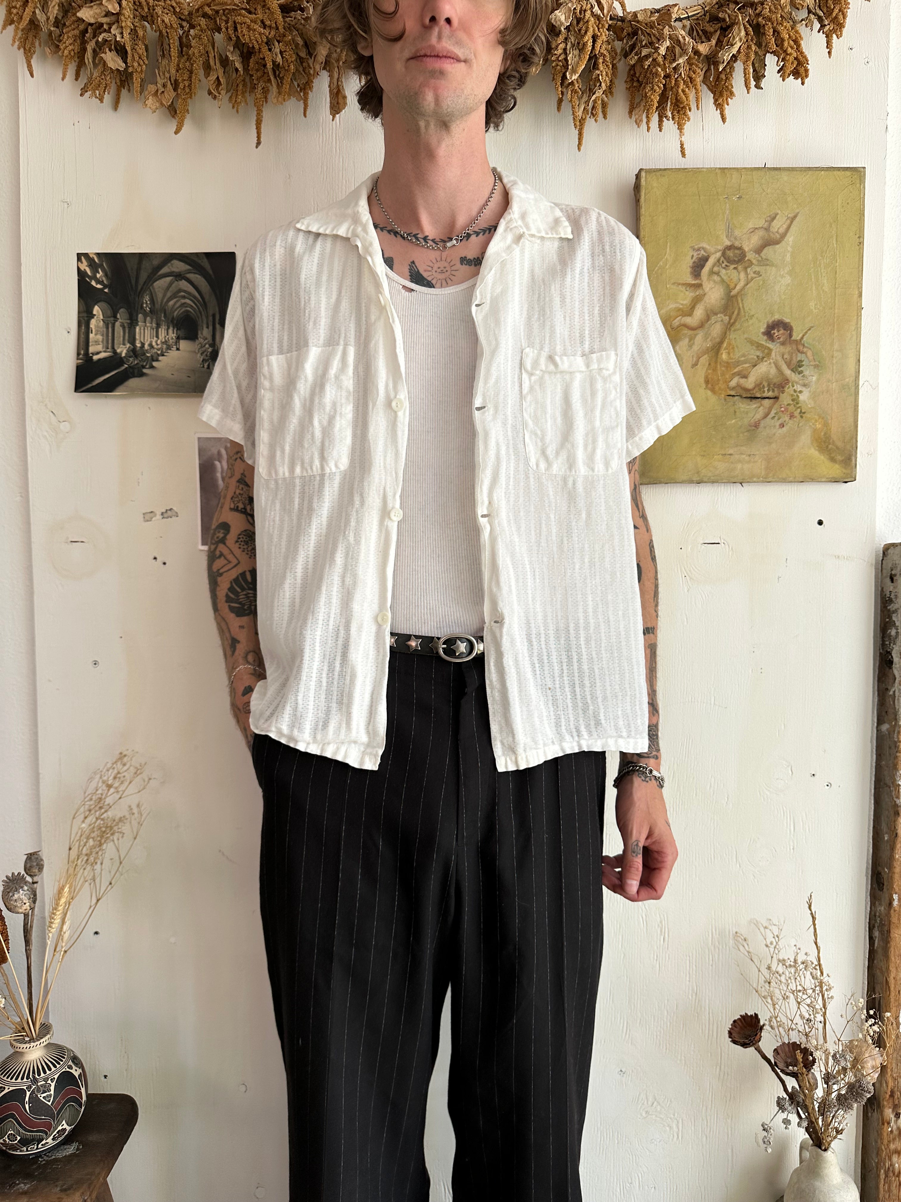 1960s Gauzy White Button Up (M/L)