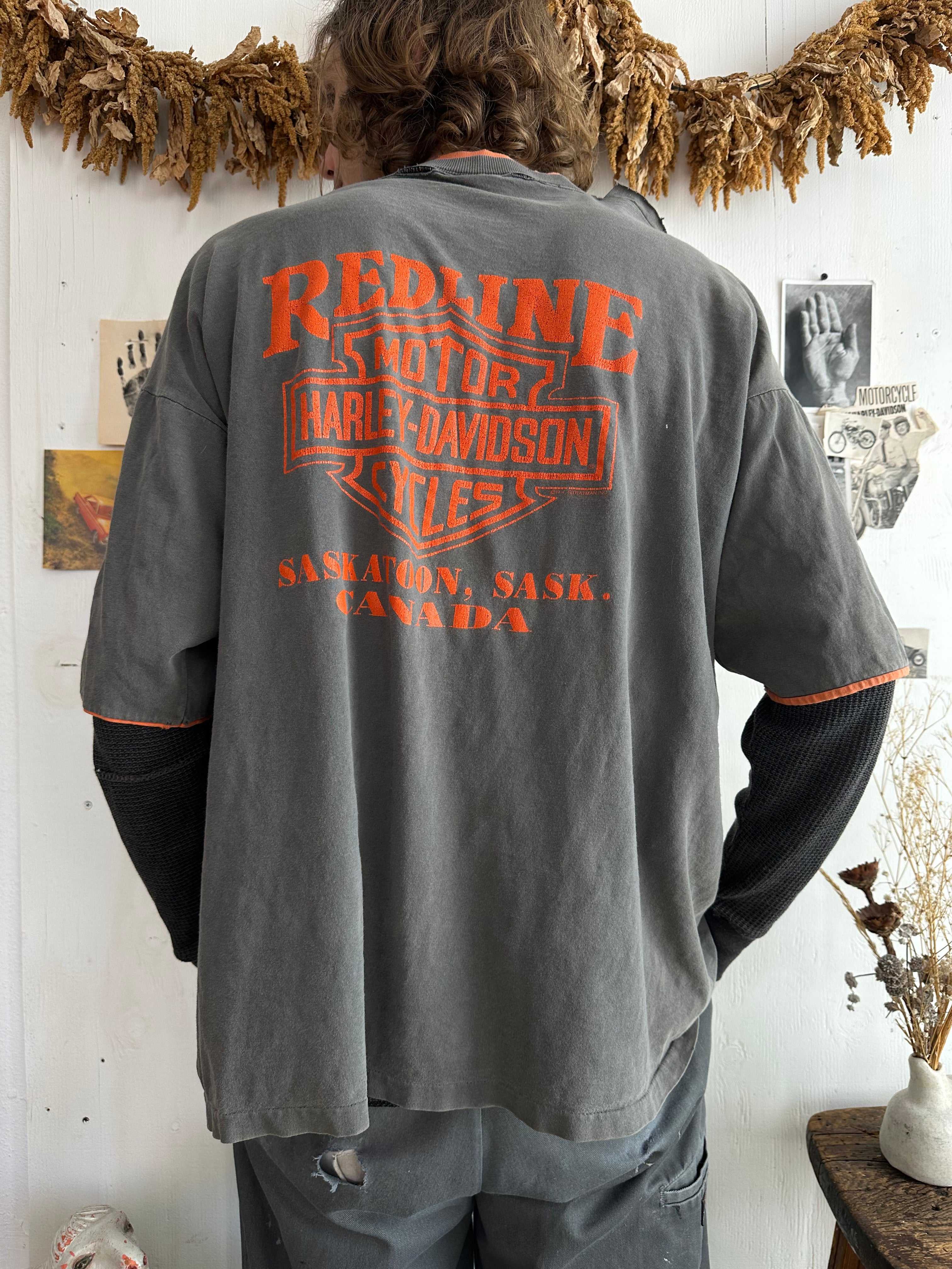 1990s Thrashed Faded Black Harley Davidson Tee (Boxy XL)