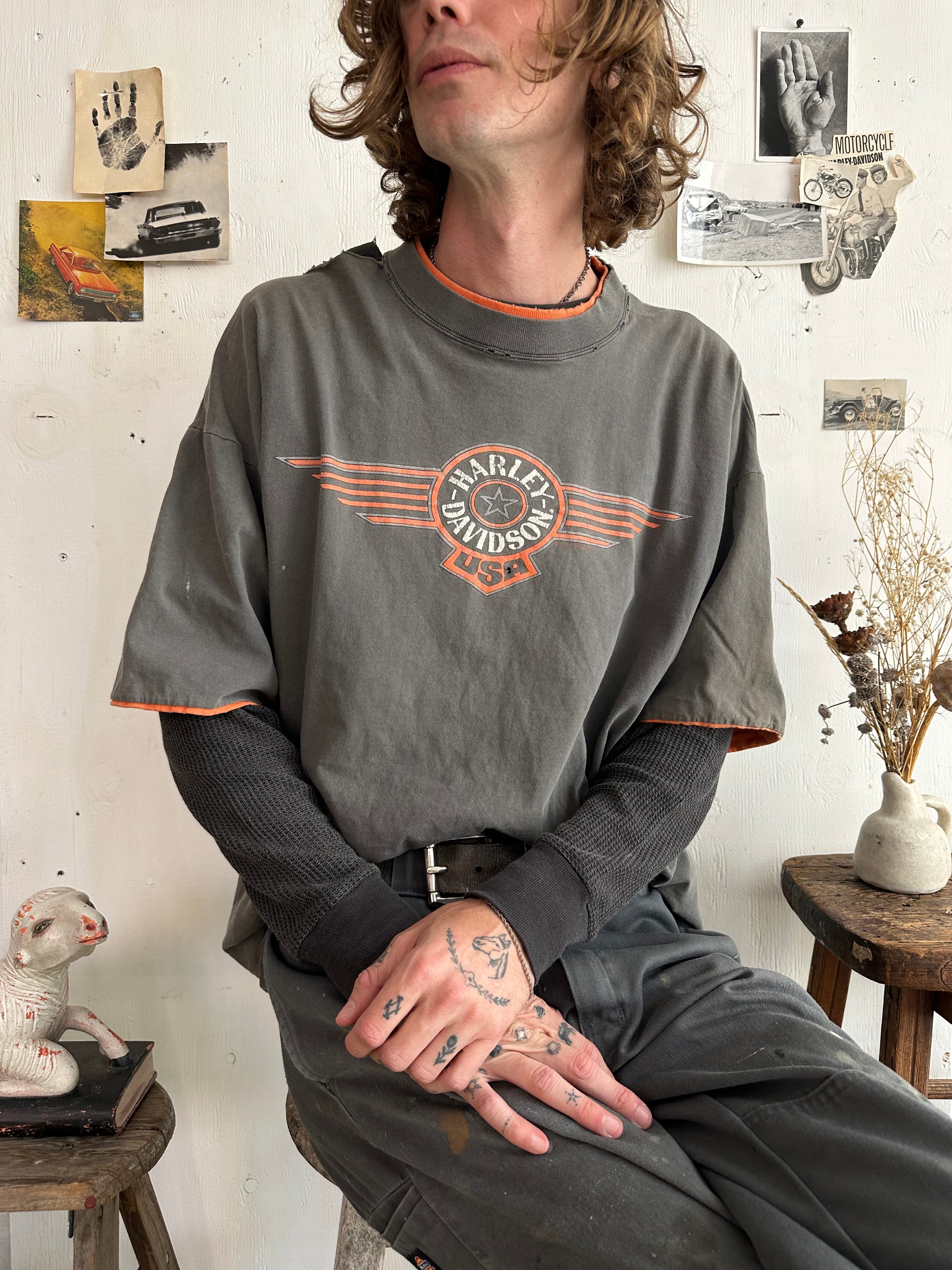 1990s Thrashed Faded Black Harley Davidson Tee (Boxy XL)