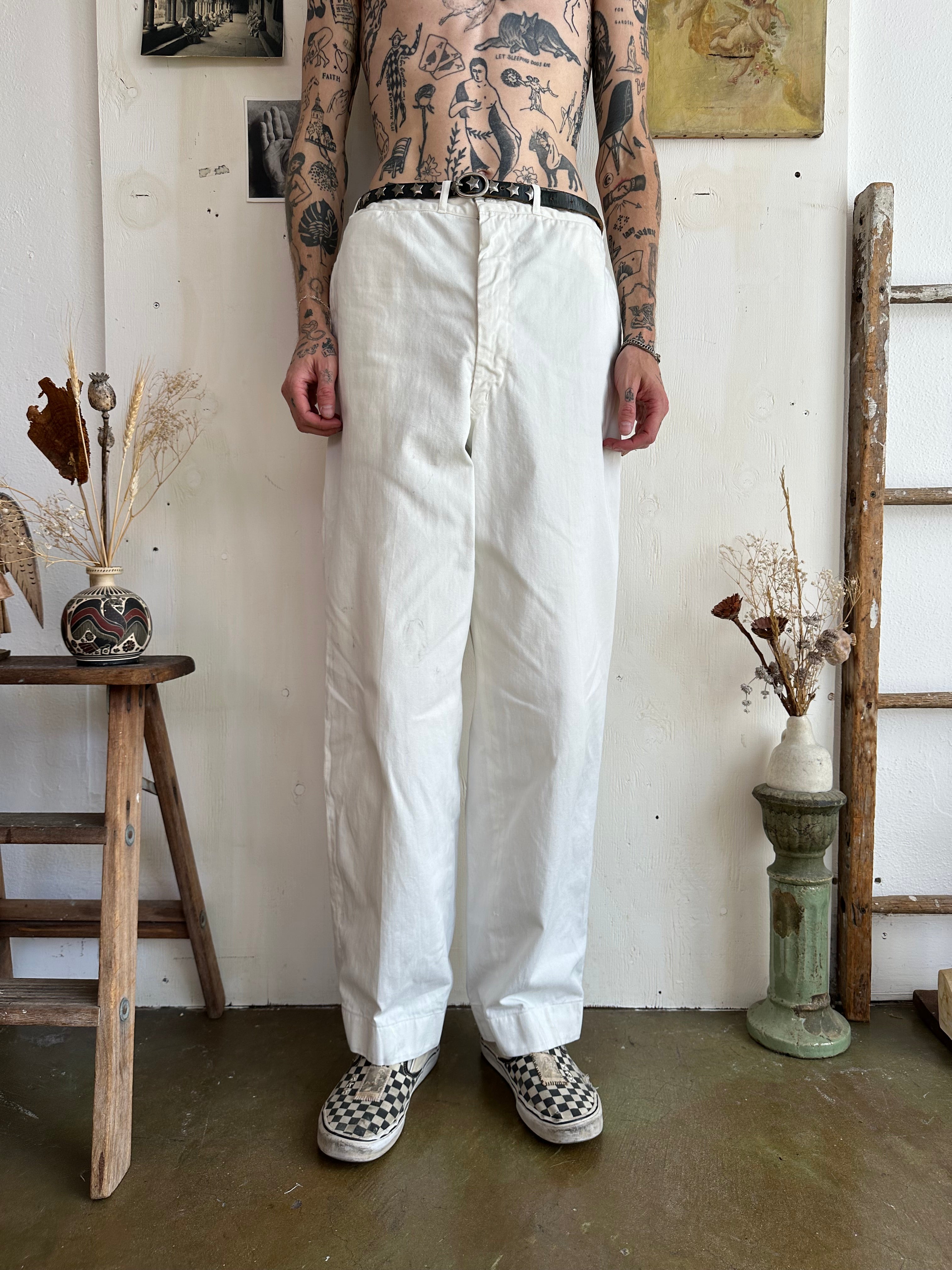 1950s Well Worn Relaxed Work Trousers (33/31)
