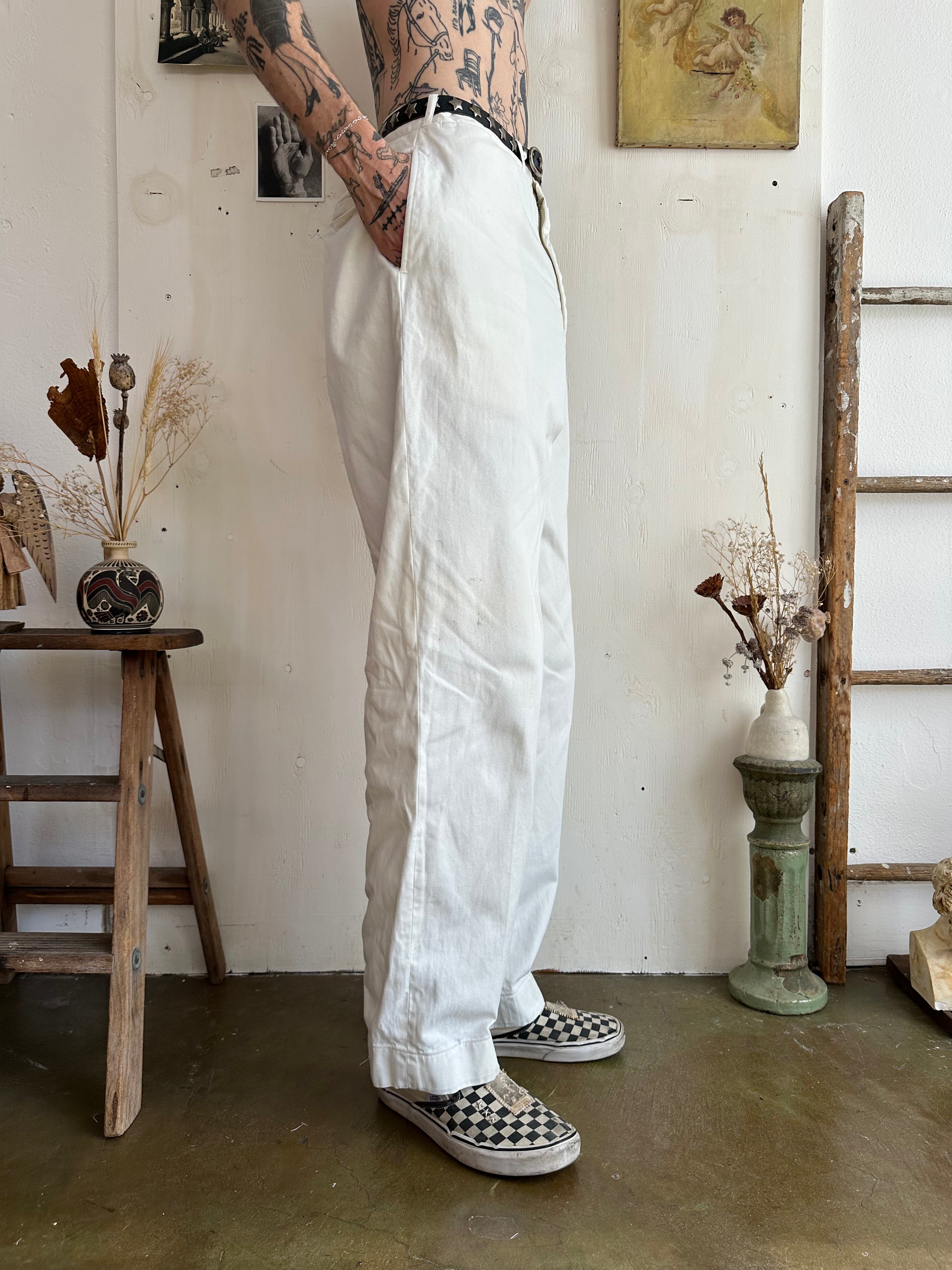 1950s Well Worn Relaxed Work Trousers (33/31)