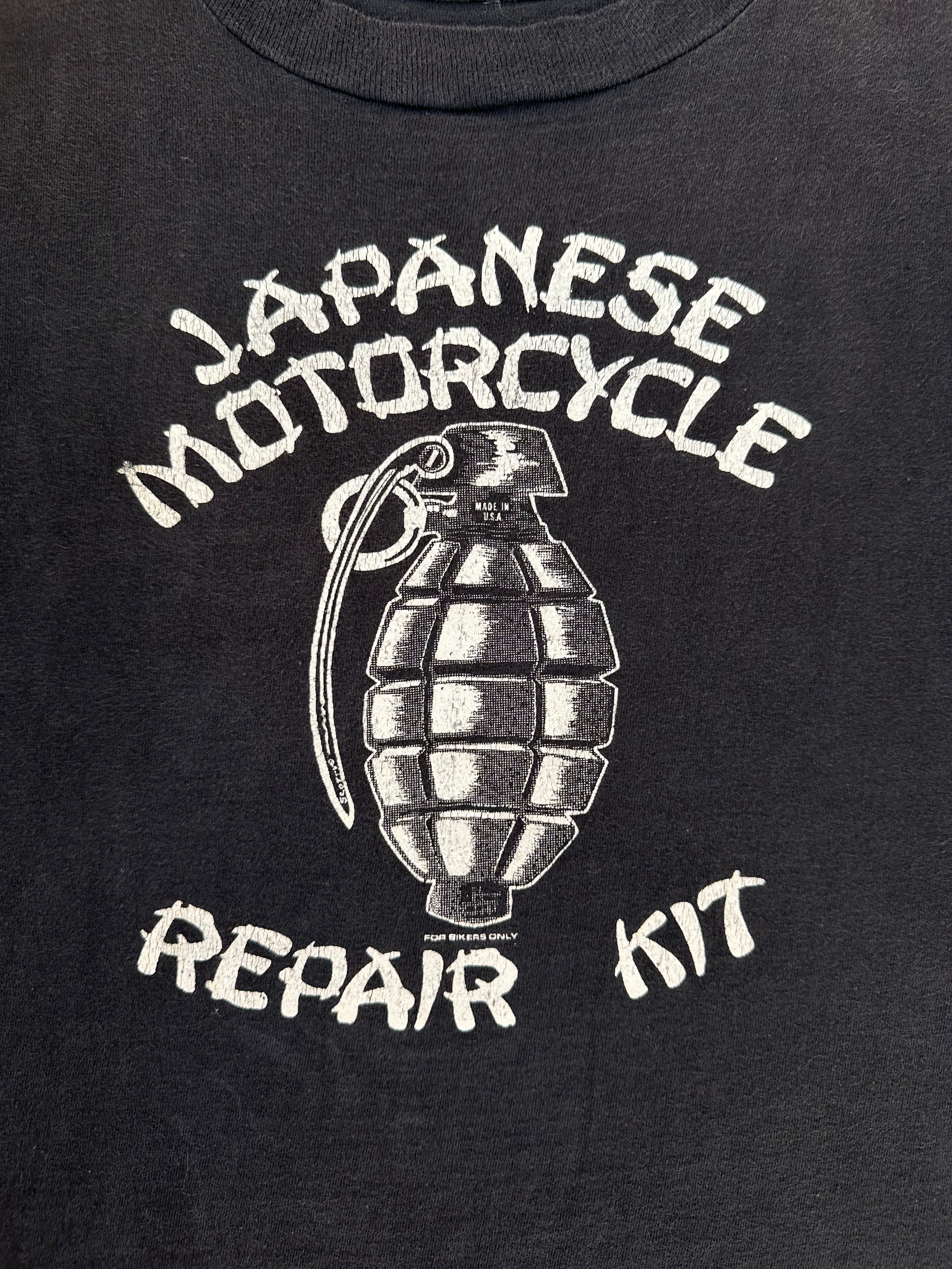 1990s Thrashed Japanese Motorcycle Repair Kit Tee (Boxy S)