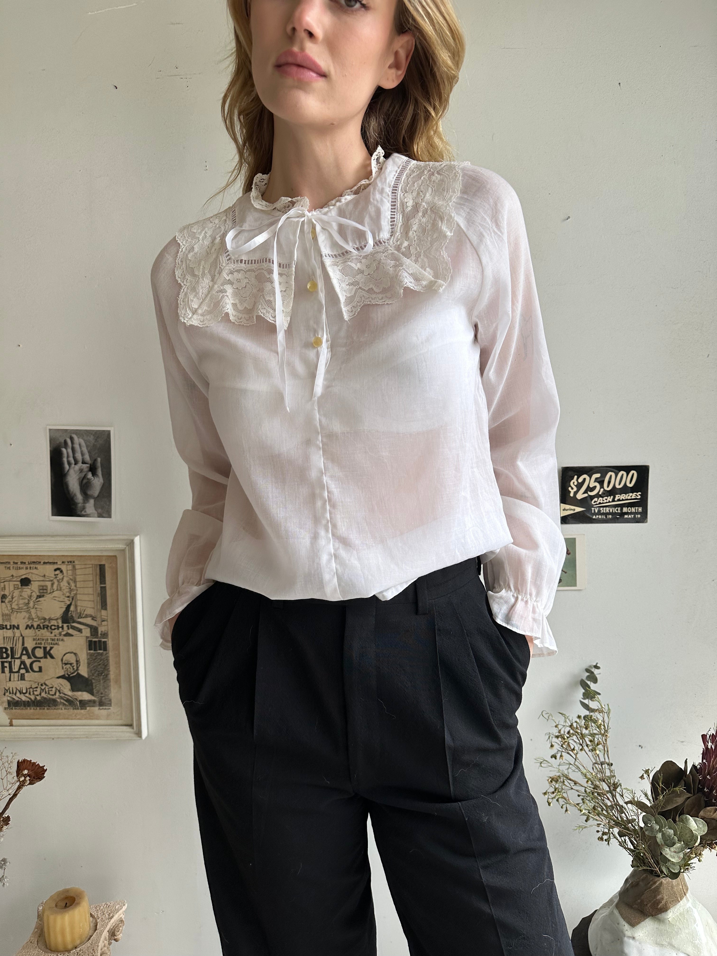 1980s Ribbon Blouse (M)