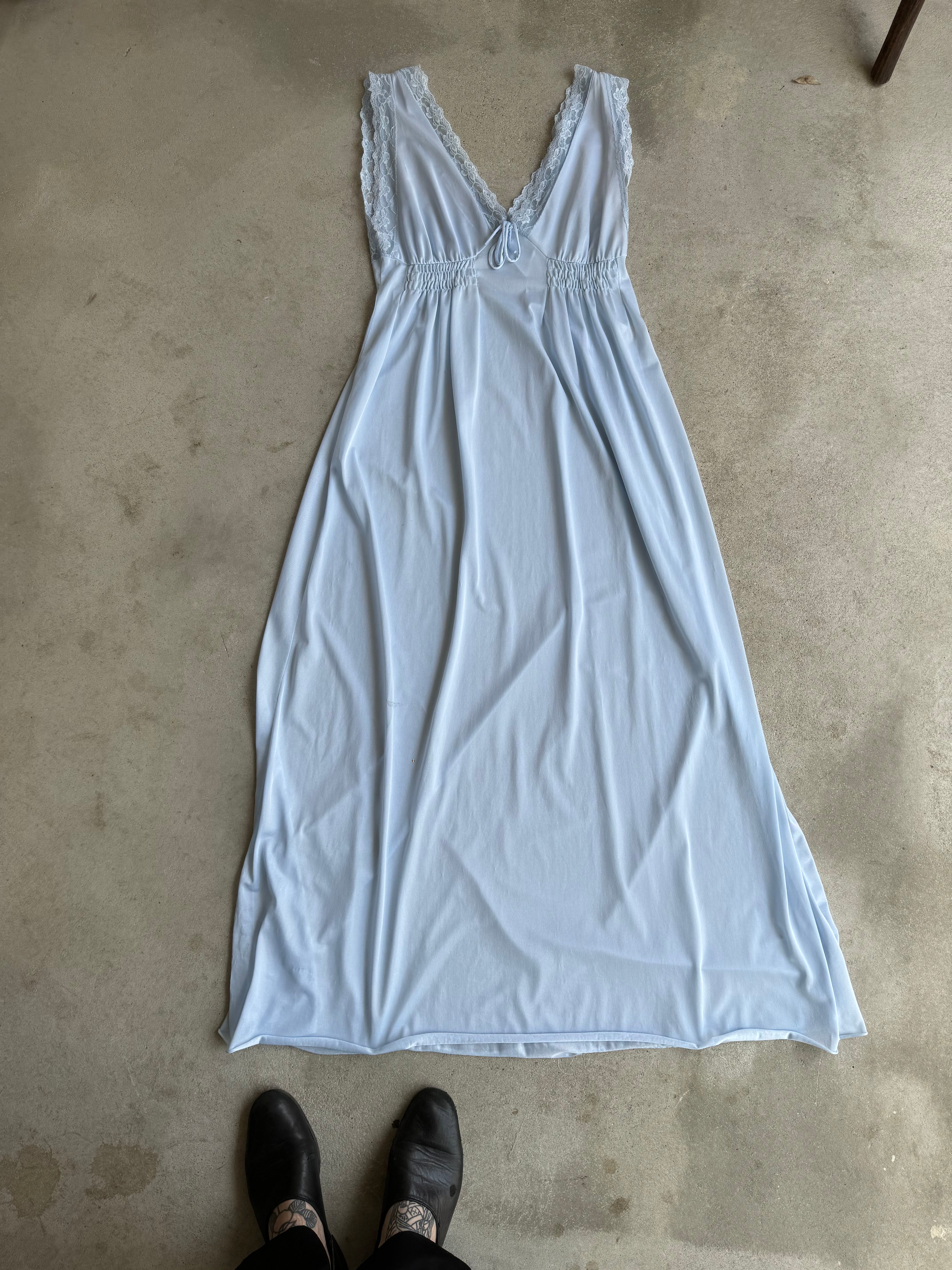 1970s Sheer Baby Blue Slip (M)