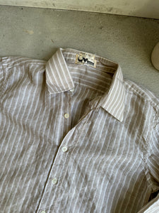 1970s Striped Beige Button-Up (M/L)