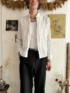 1960s Chopped Gauzy Seersucker Button Down (S/M)