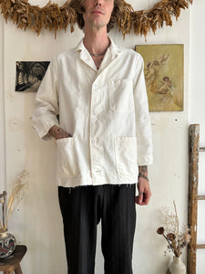 1960s Chopped Made in the USA White Chore Coat (L)