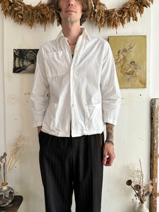 1960s White Patch Pocket Chore Shirt (S)