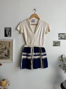 1980s White and Blue Mini Tennis Dress (XS)