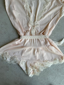 1960s Baby Pink Lace Teddy (S/M)