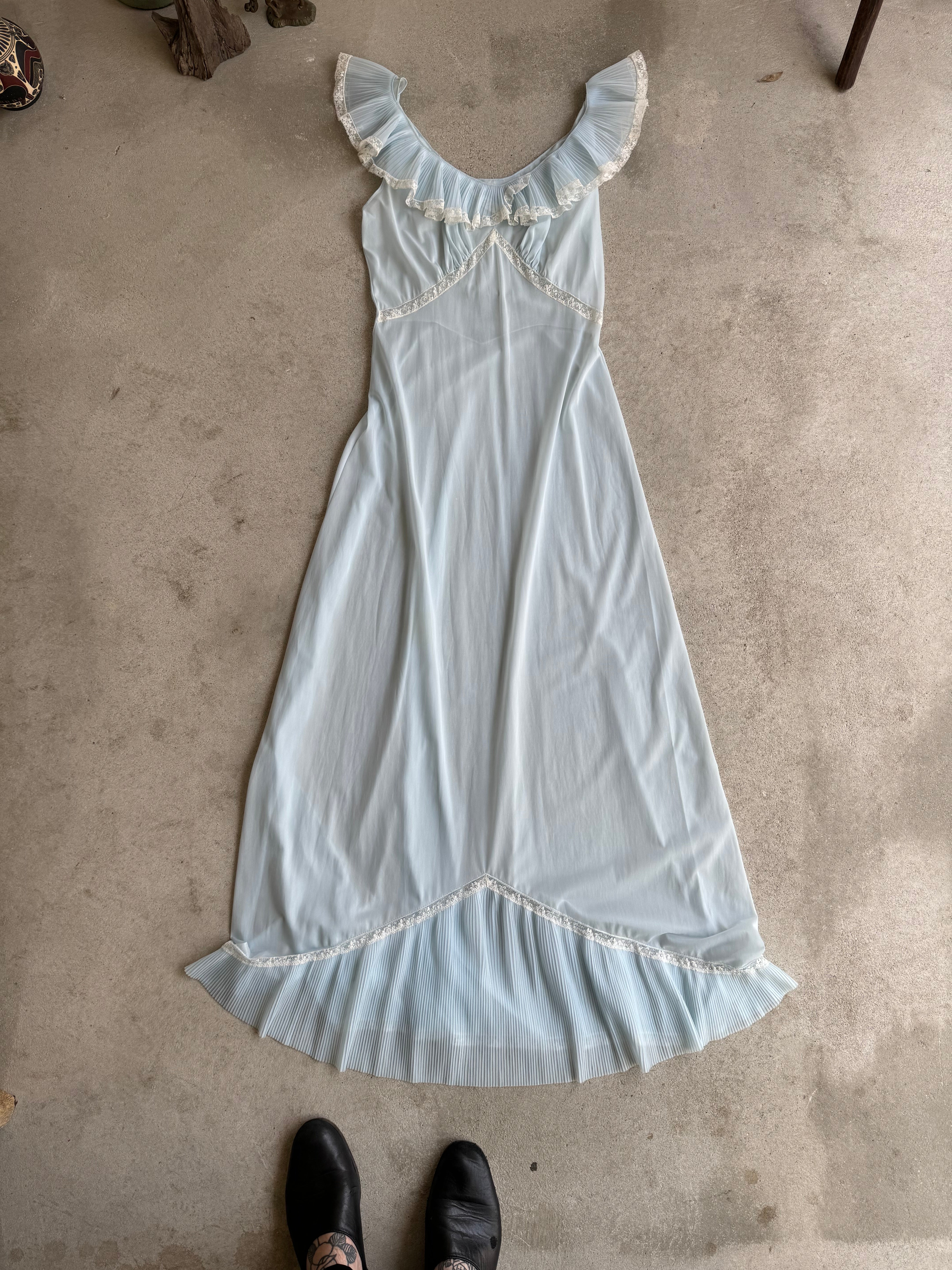 1970s Sheer Baby Blue Dress (S)