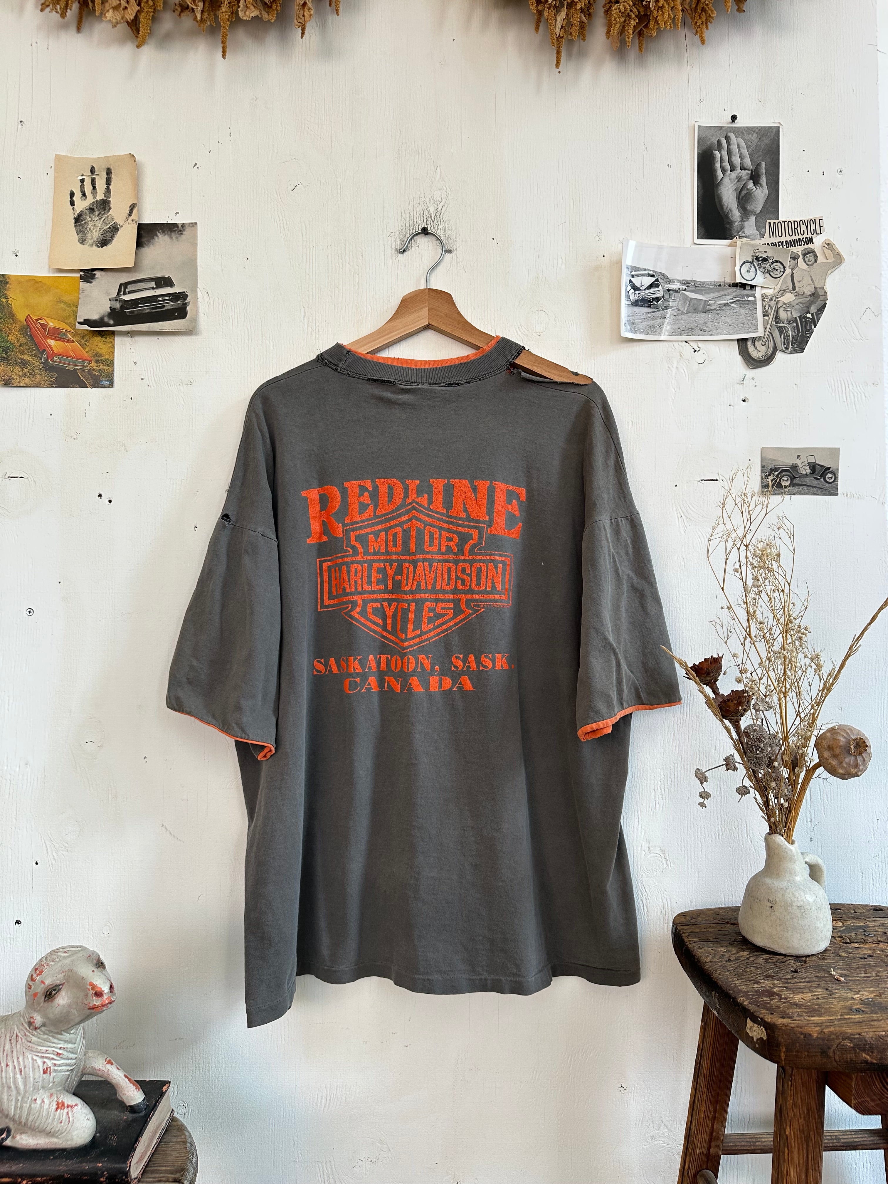 1990s Thrashed Faded Black Harley Davidson Tee (Boxy XL)