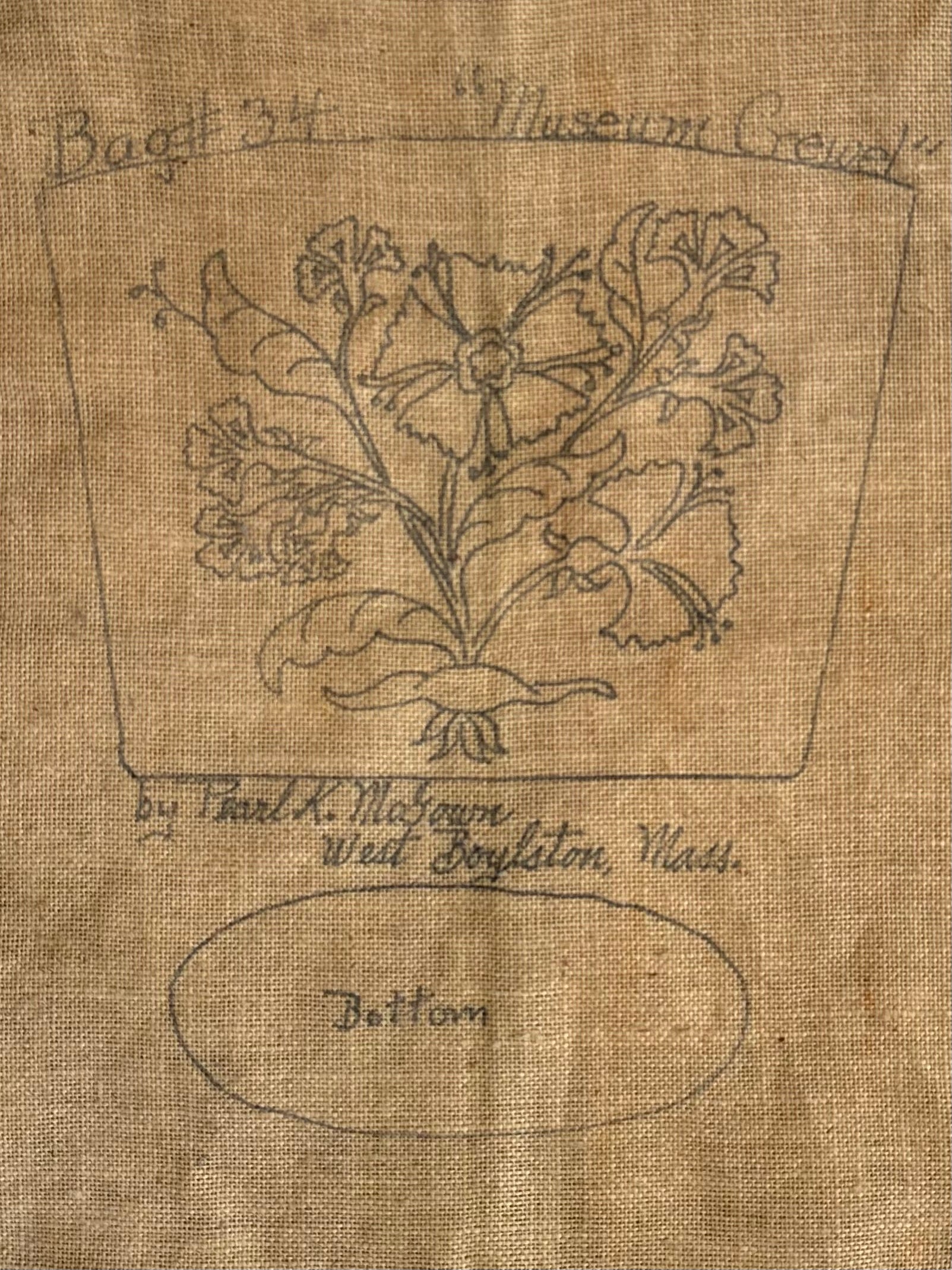 Flower Drawing on Burlap