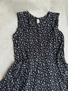 1990s Black Floral Dress (XL)