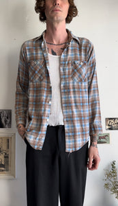 1970s Faded Cotton Flannel Shirt (M)