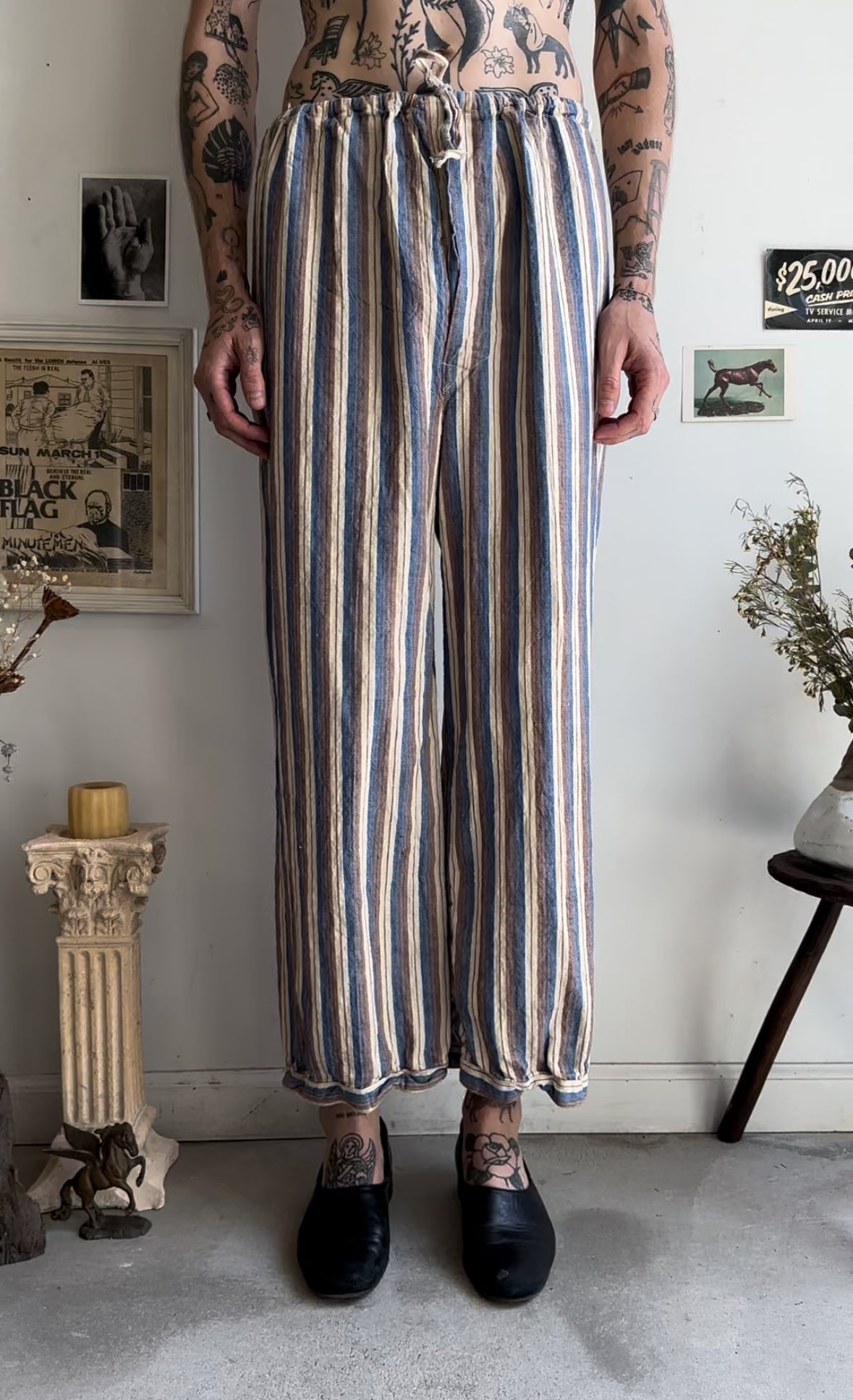 1960s Striped Hungarian Pajamas (Adjustable)