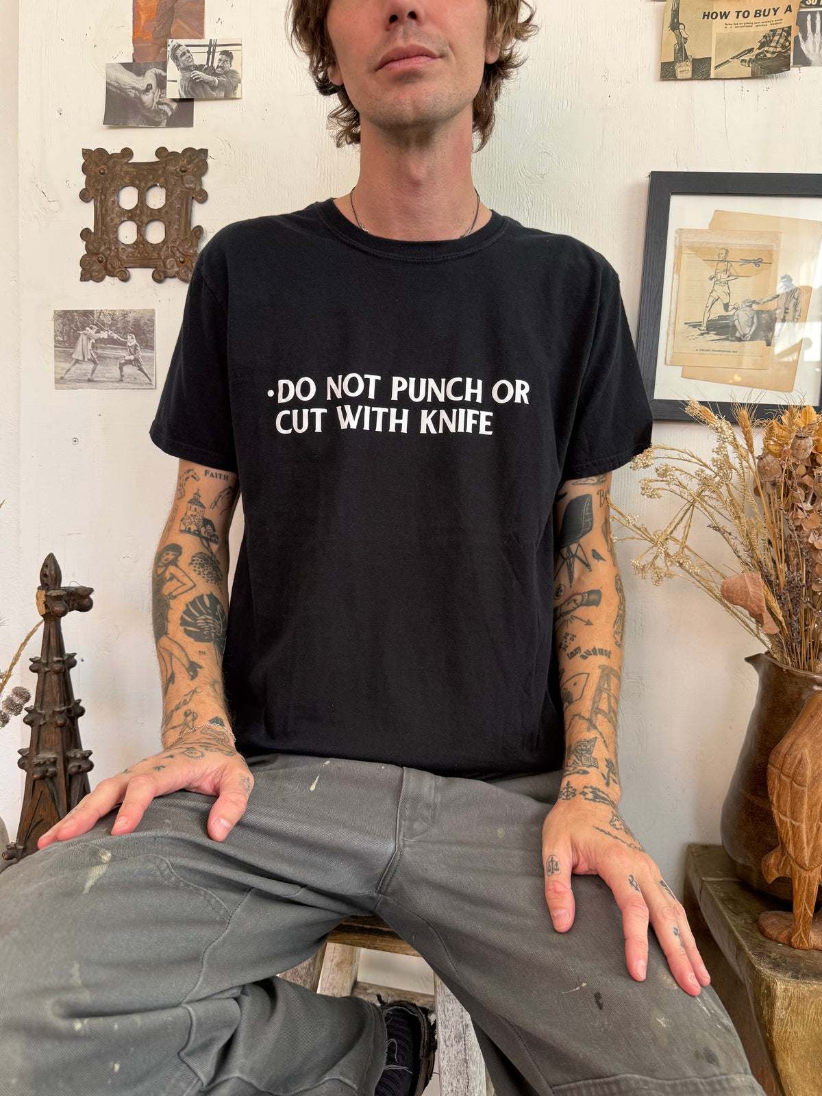 2000s Do Not Punch or Cut With Knife T-Shirt