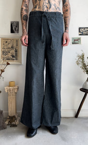 1970s Home Made Gray Draw-String Trousers (30 x 32)