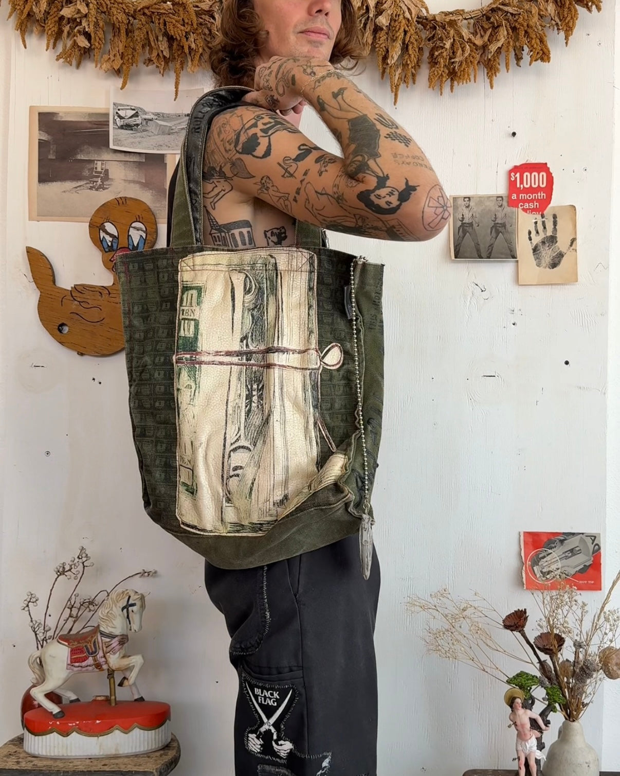 2000s Well Worn Bill Fold Heavy Duty Tote Bag