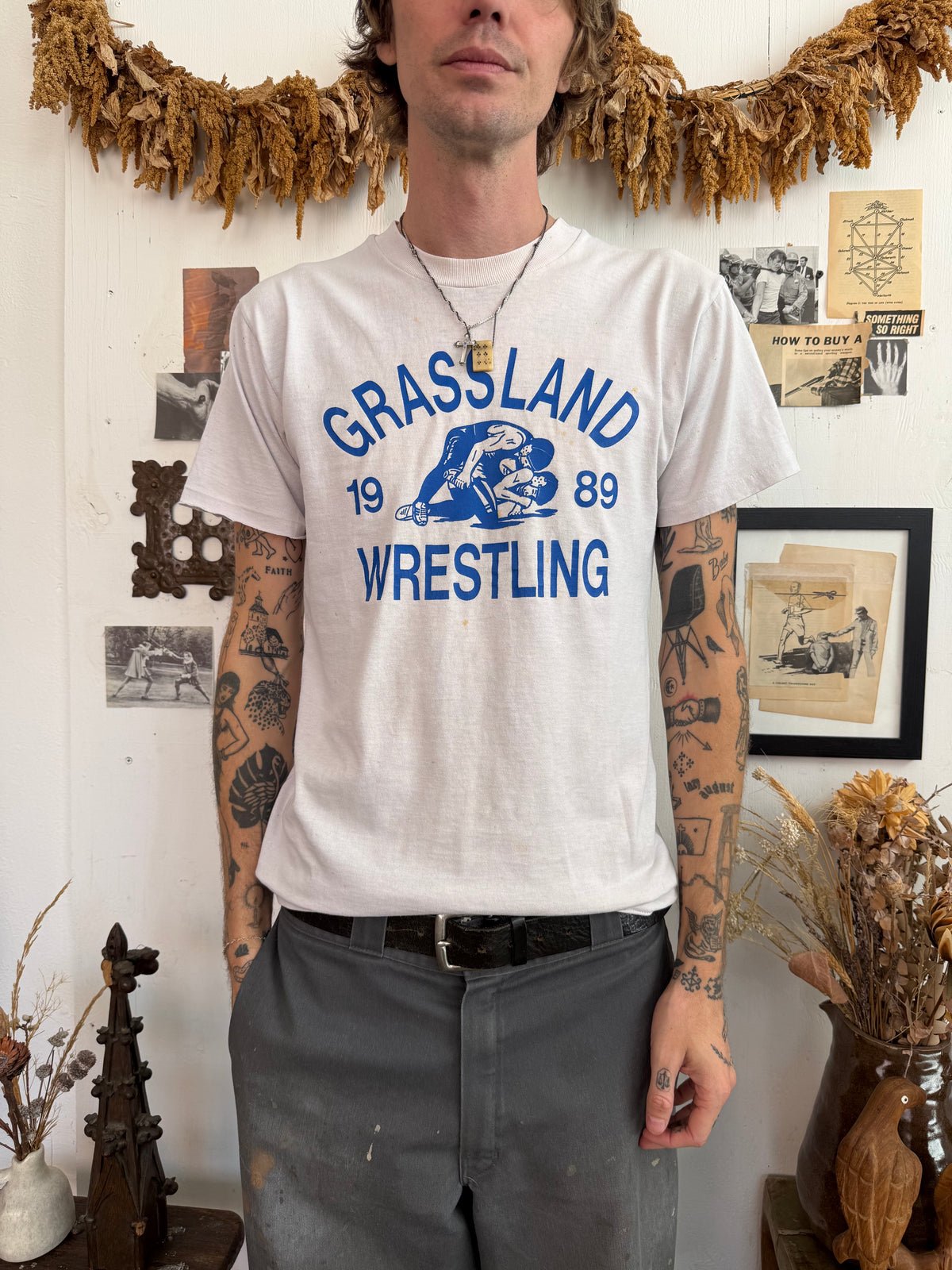 1989 Well Worn Grassland Wrestling Tee