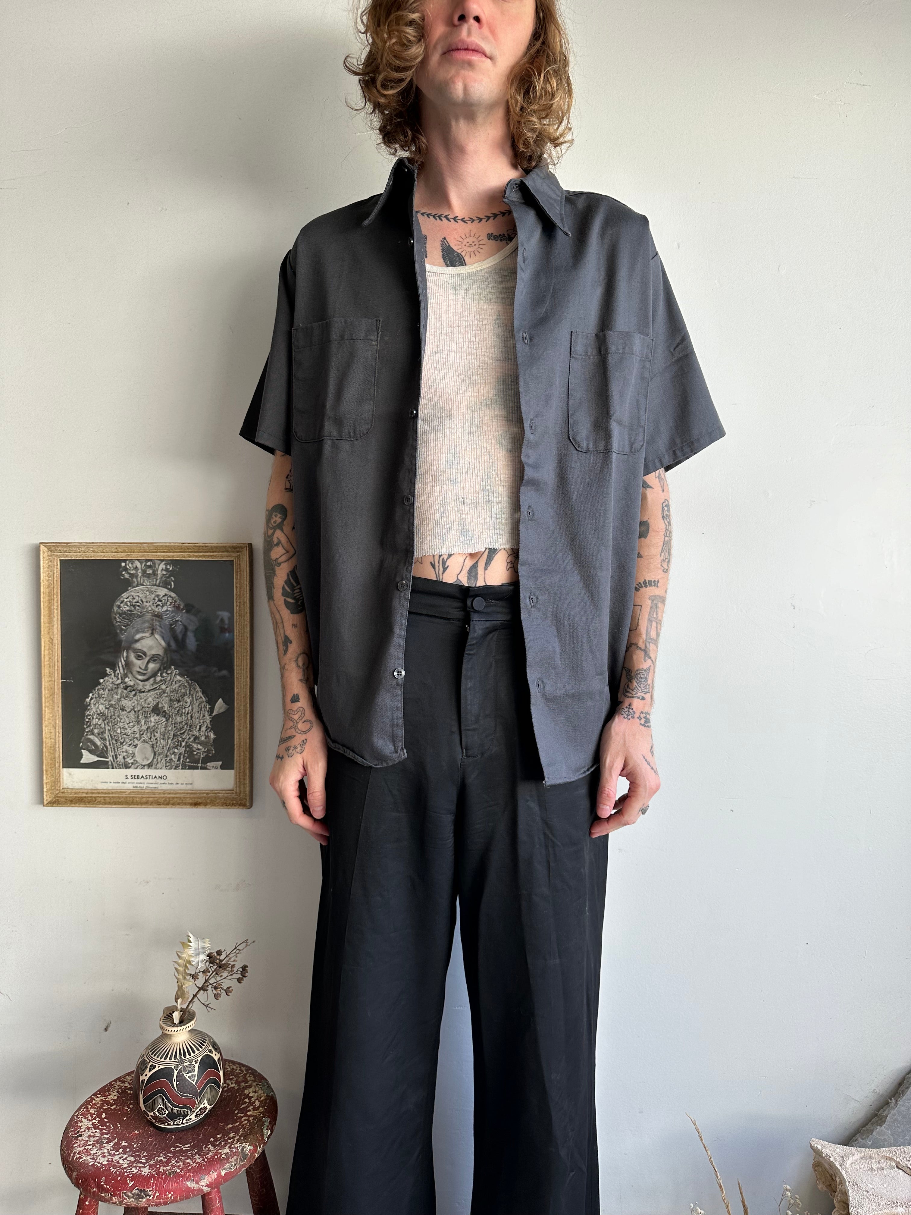 1980s Faded Black Work Shirt (Boxy L)