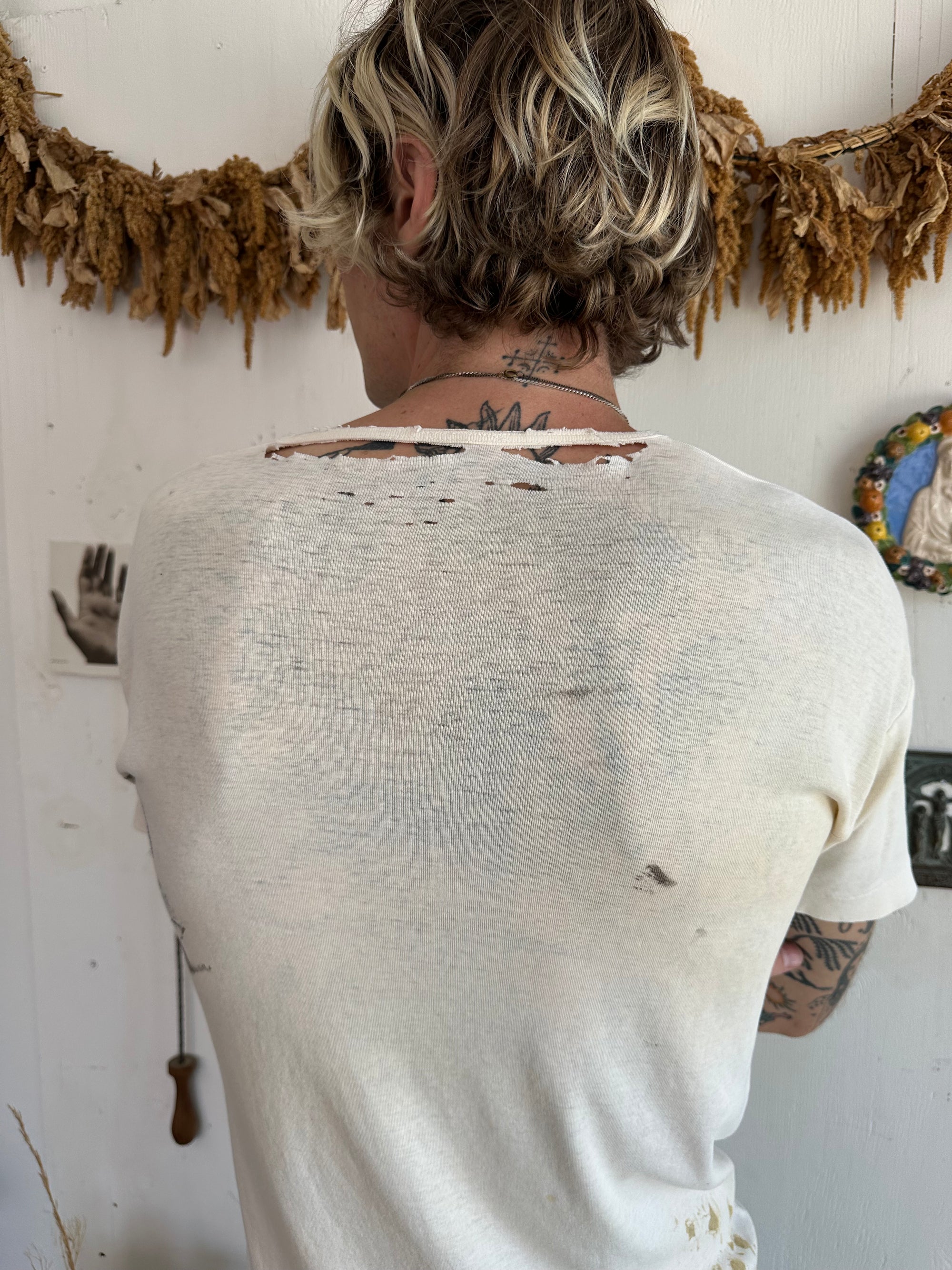 1950s Perfect Paint Splattered White Tee