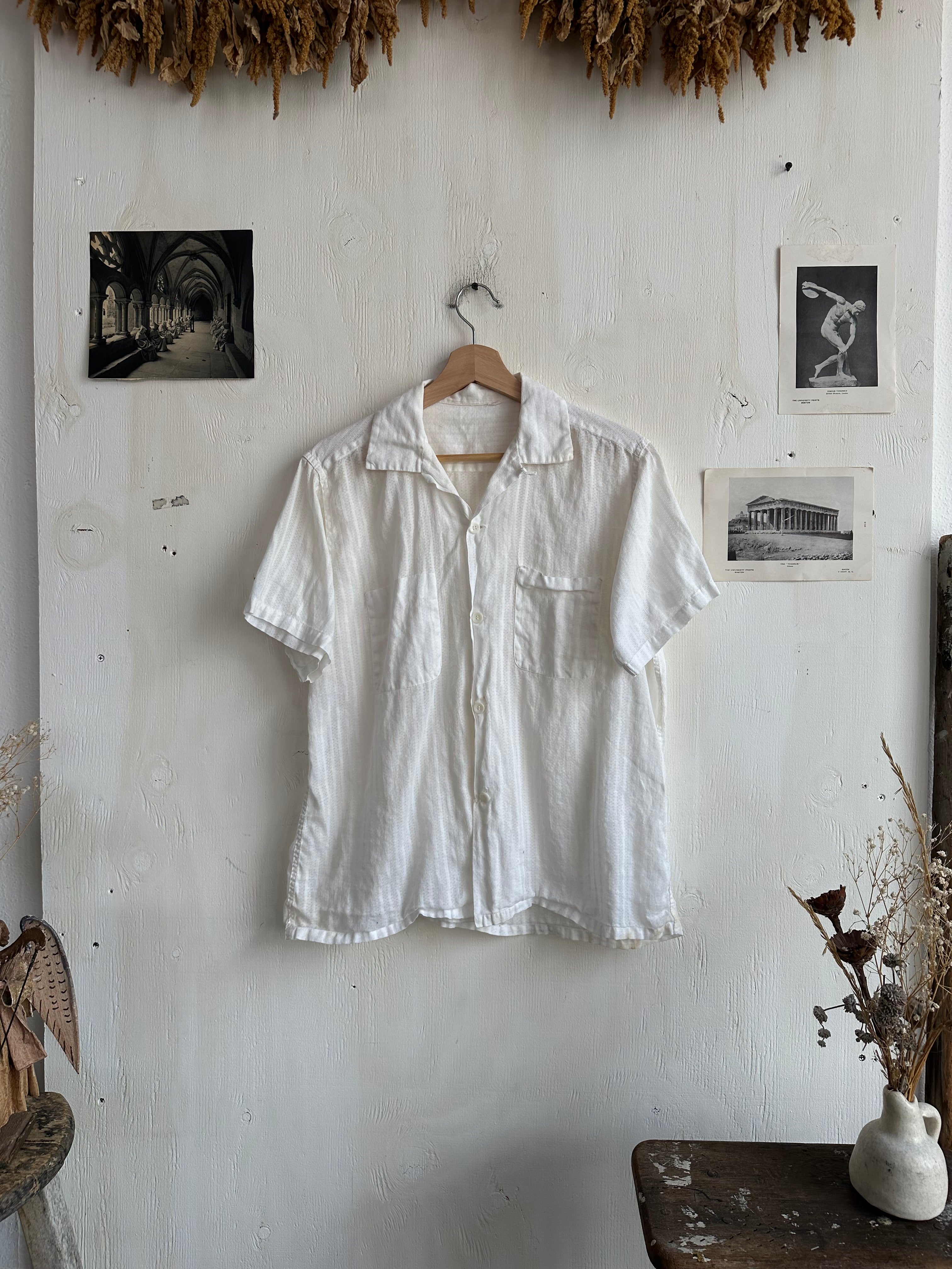 1960s Gauzy White Button Up (M/L)