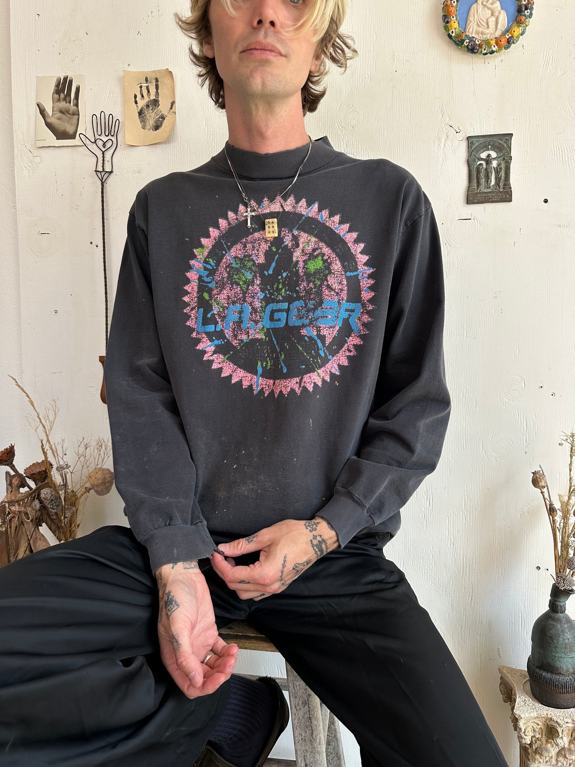 1990s Faded LA Gear Mock Neck Long Sleeve
