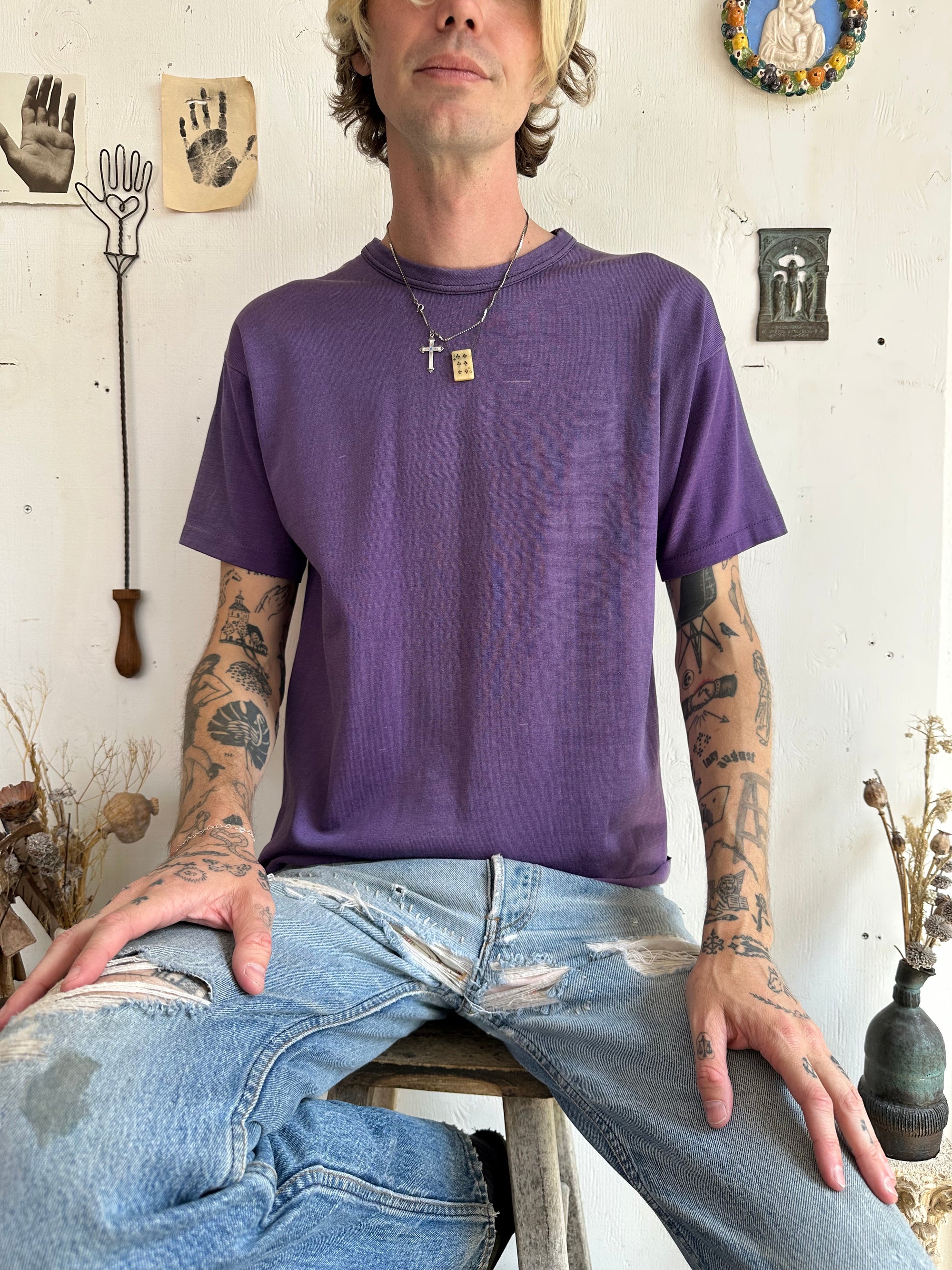 1950s Sun Faded Champion Running Man Rayon Jersey Tee