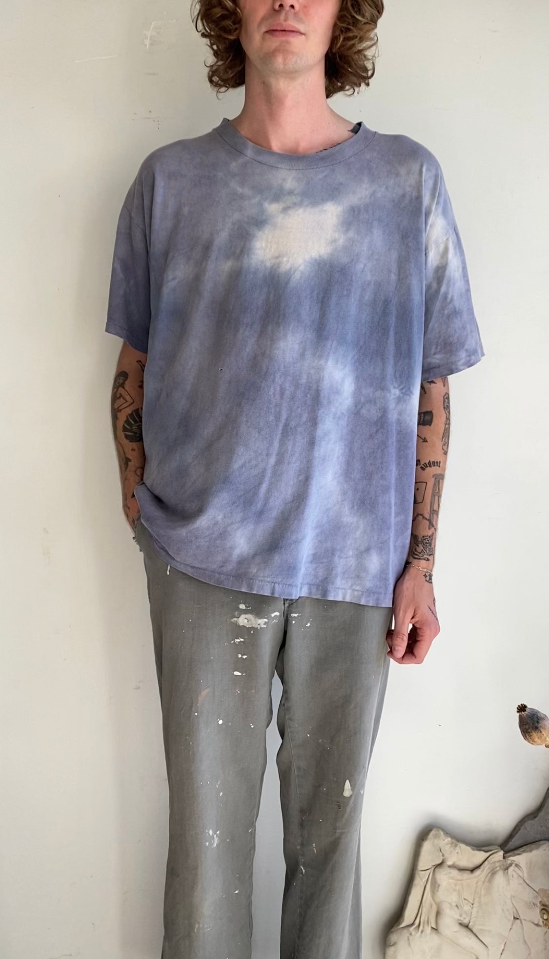 Faded Blue/Gray Tie-Dye Tee (Boxy XL)