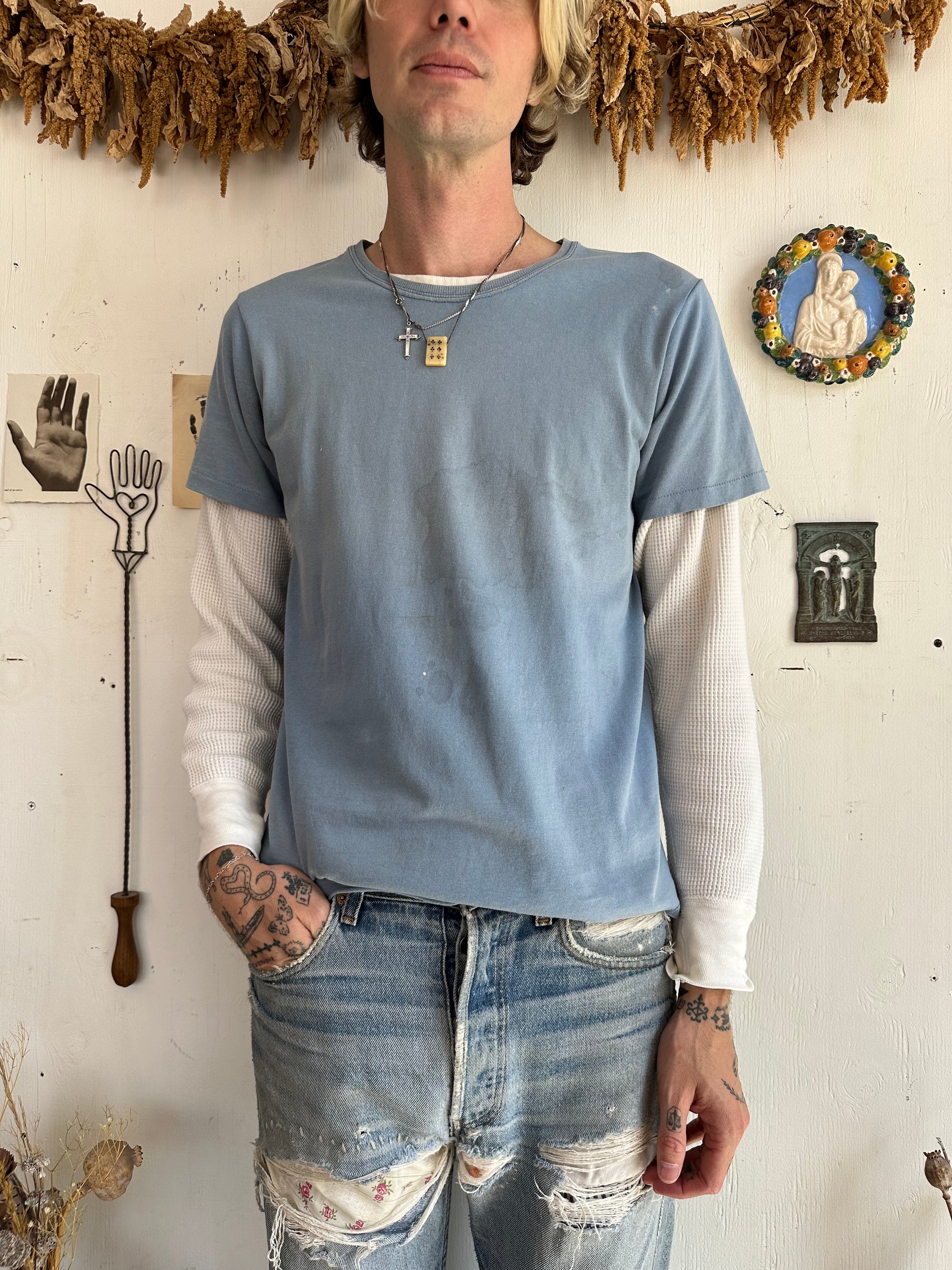 1970s Well Worn Blue Blank