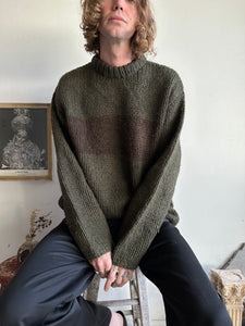 1980s Dark Green and Brown Sweater (Boxy L)