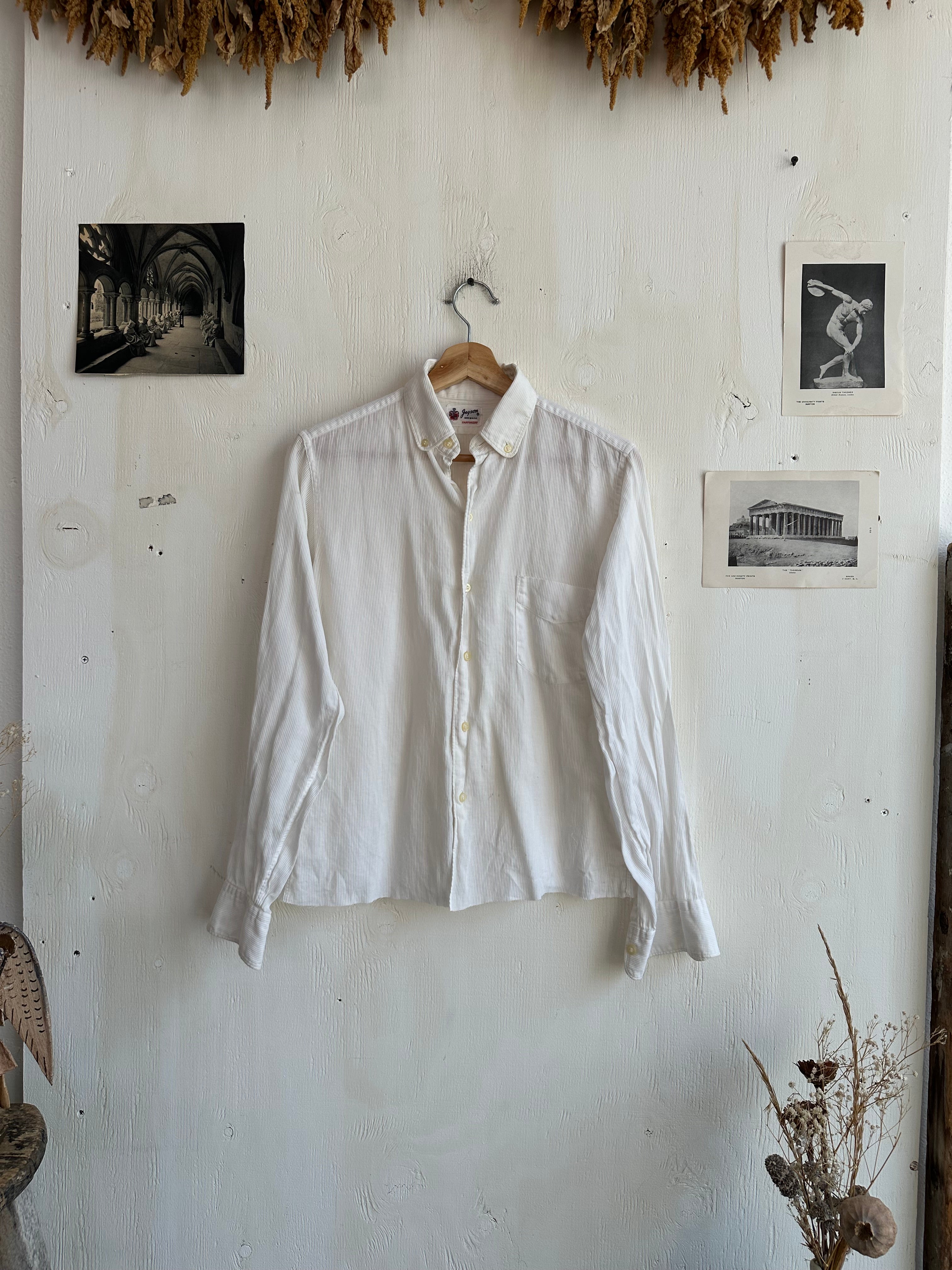 1960s Chopped Gauzy Seersucker Button Down (S/M)