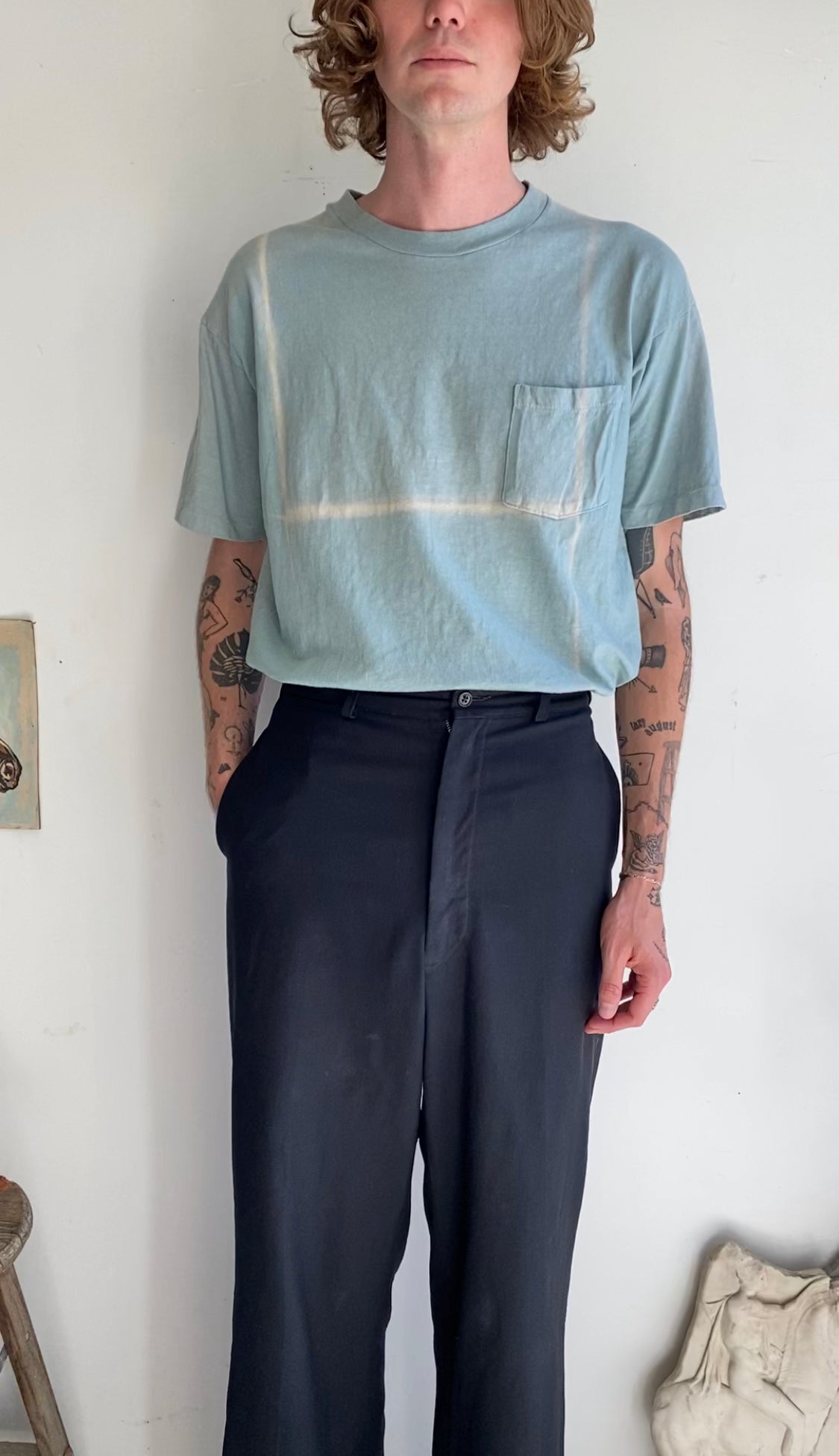 1980s Sunfaded Turquoise Pocket Tee (XL)