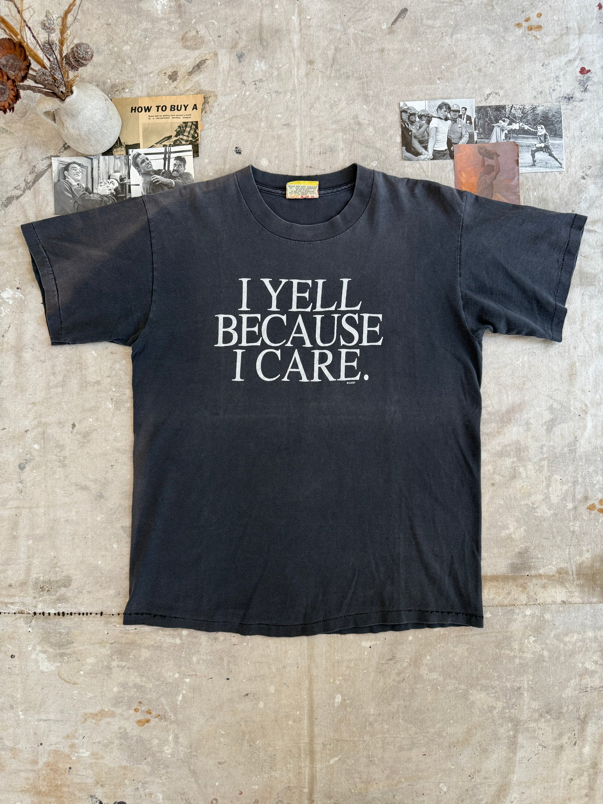 1990s Sunfaded “I Yell Because I Care” T-Shirt