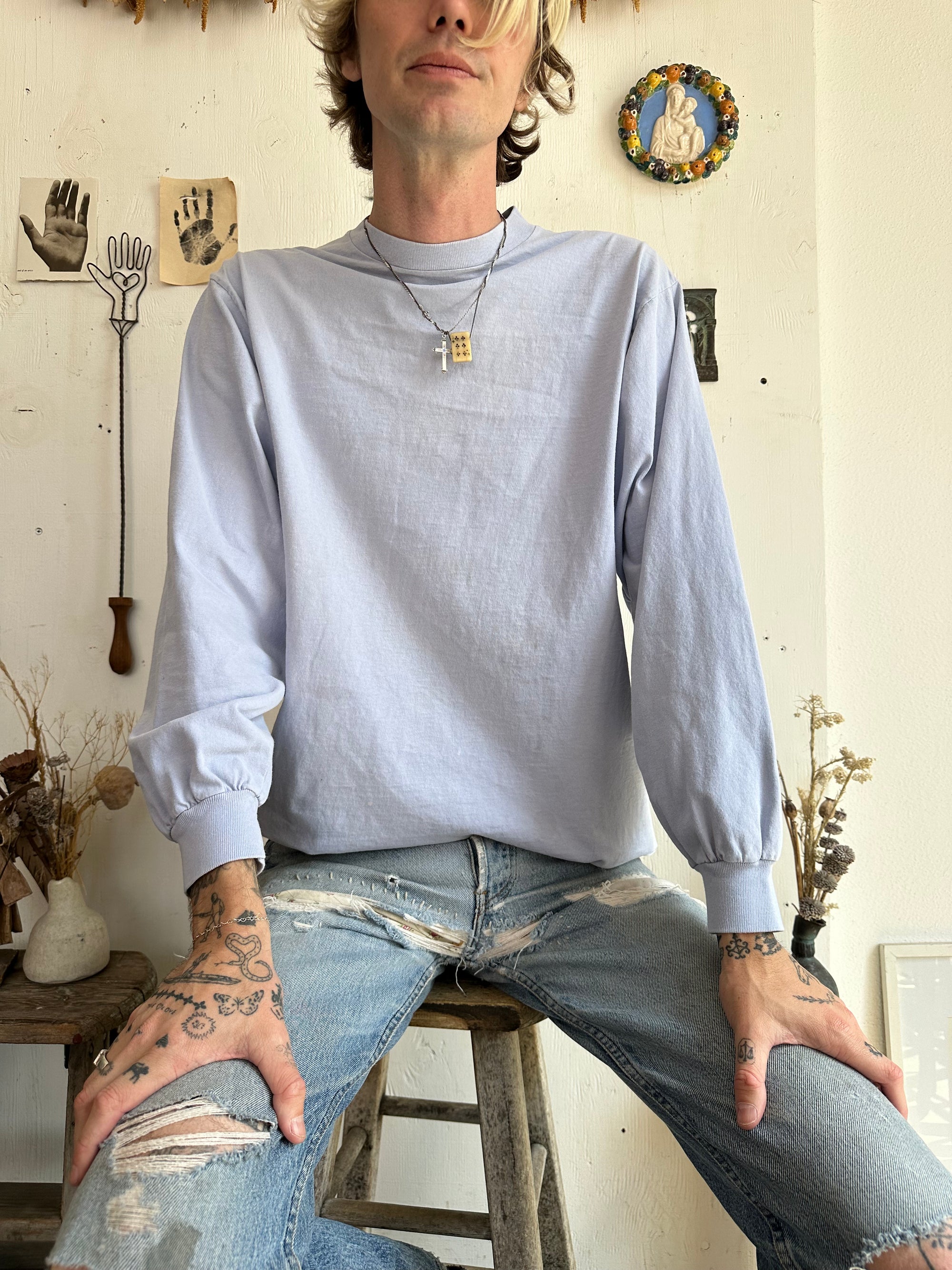 1990s Baby Blue Long Sleeve