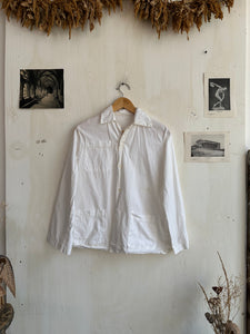 1960s White Patch Pocket Chore Shirt (S)